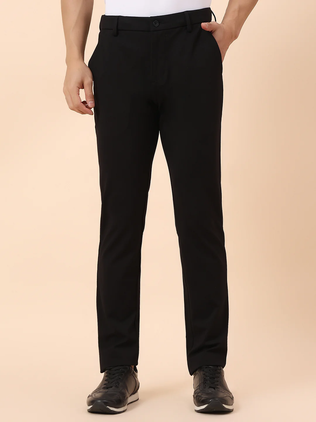 Casual Trouser for Men | Breathable & Soft with Color Fastness Regular Fit Polyester Fabric Solid Pattern Button Closure - Image 3