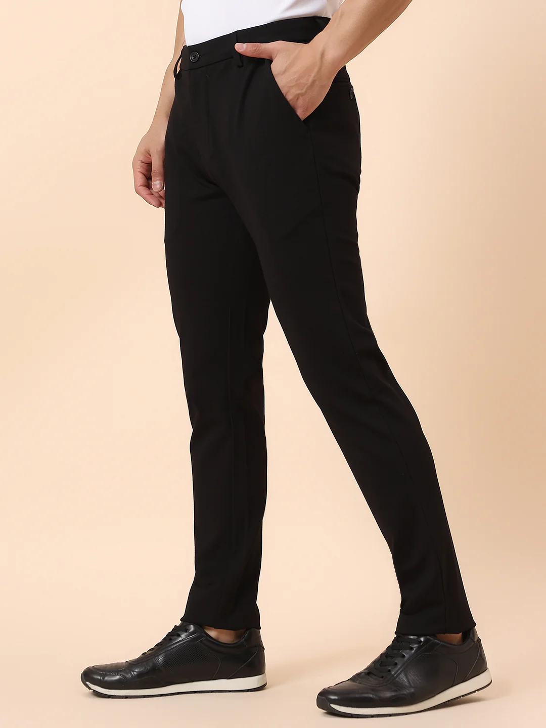 Casual Trouser for Men | Breathable & Soft with Color Fastness Regular Fit Polyester Fabric Solid Pattern Button Closure - Image 4