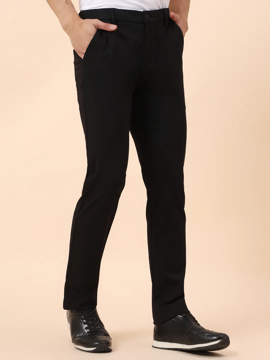 Casual Trouser for Men | Breathable & Soft with Color Fastness Regular Fit Polyester Fabric Solid Pattern Button Closure - Image 5