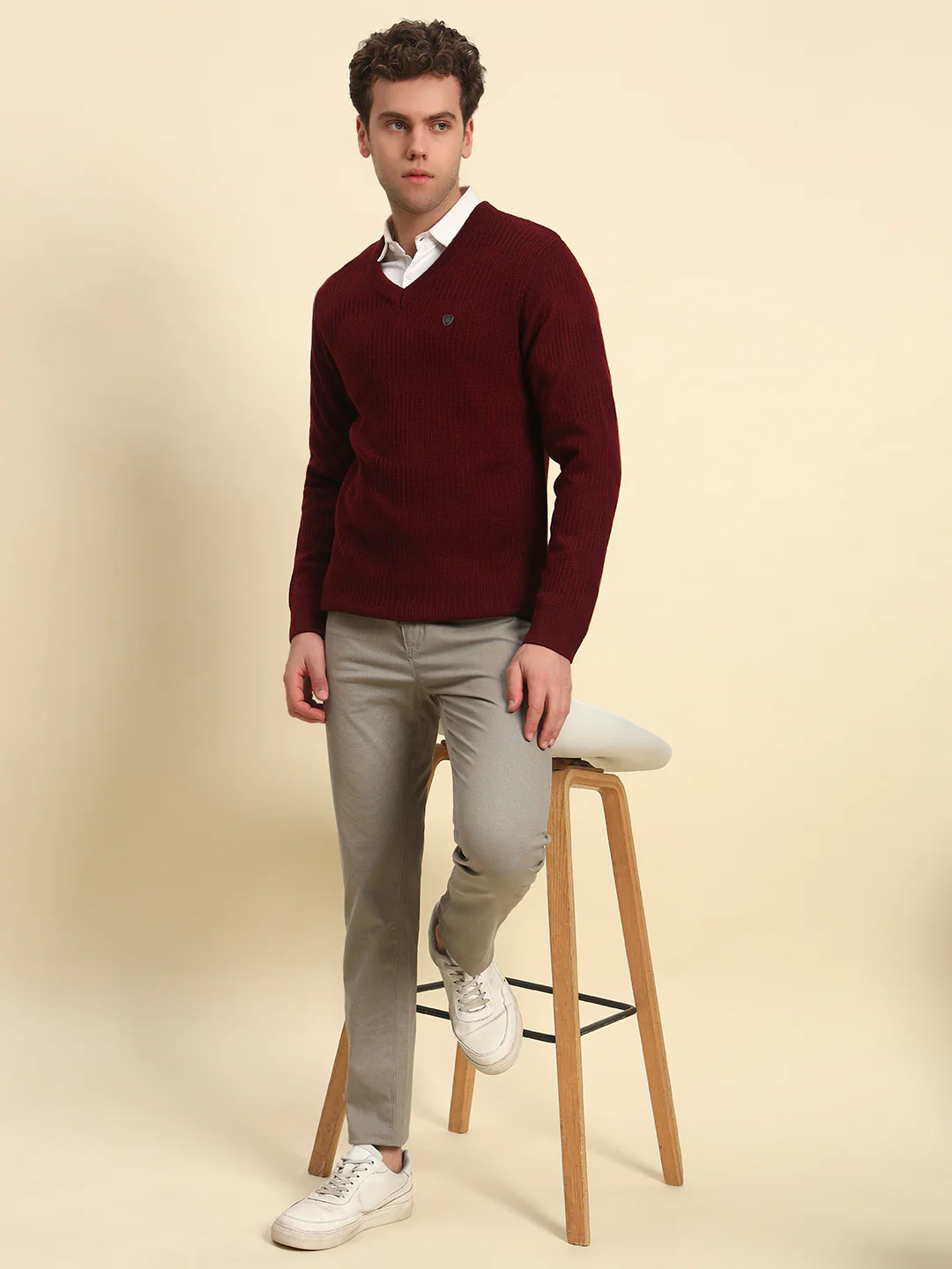 Casual Trouser for Men l Breathable & Soft with Color Fastness Regular Fit Cotton Blend Fabric Self Design Pattern Button Closure - Image 6