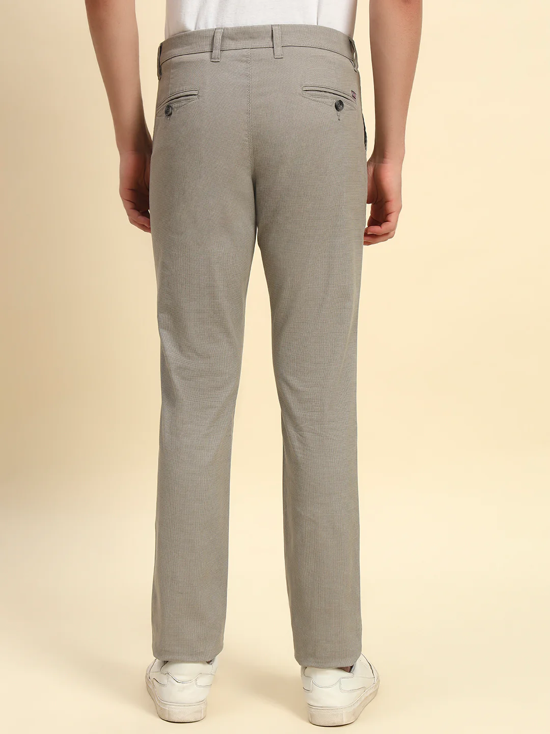 Casual Trouser for Men l Breathable & Soft with Color Fastness Regular Fit Cotton Blend Fabric Self Design Pattern Button Closure - Image 7
