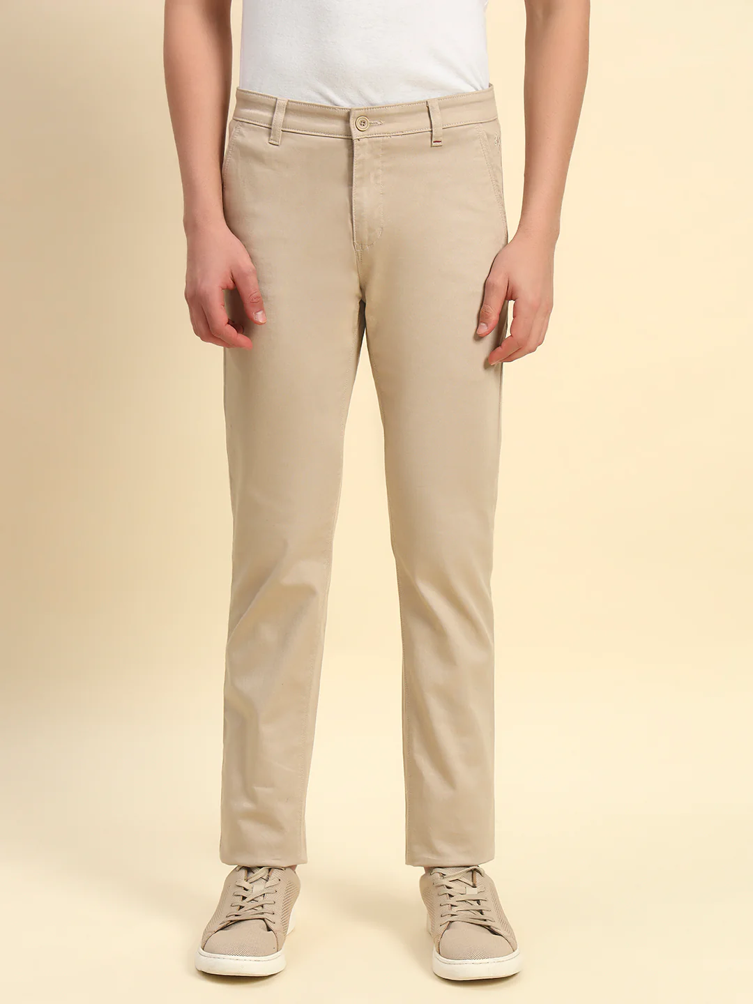 Casual Trouser for Men l Breathable & Soft with Color Fastness Regular Fit Cotton Blend Fabric Self Design Pattern Button Closure - Image 3