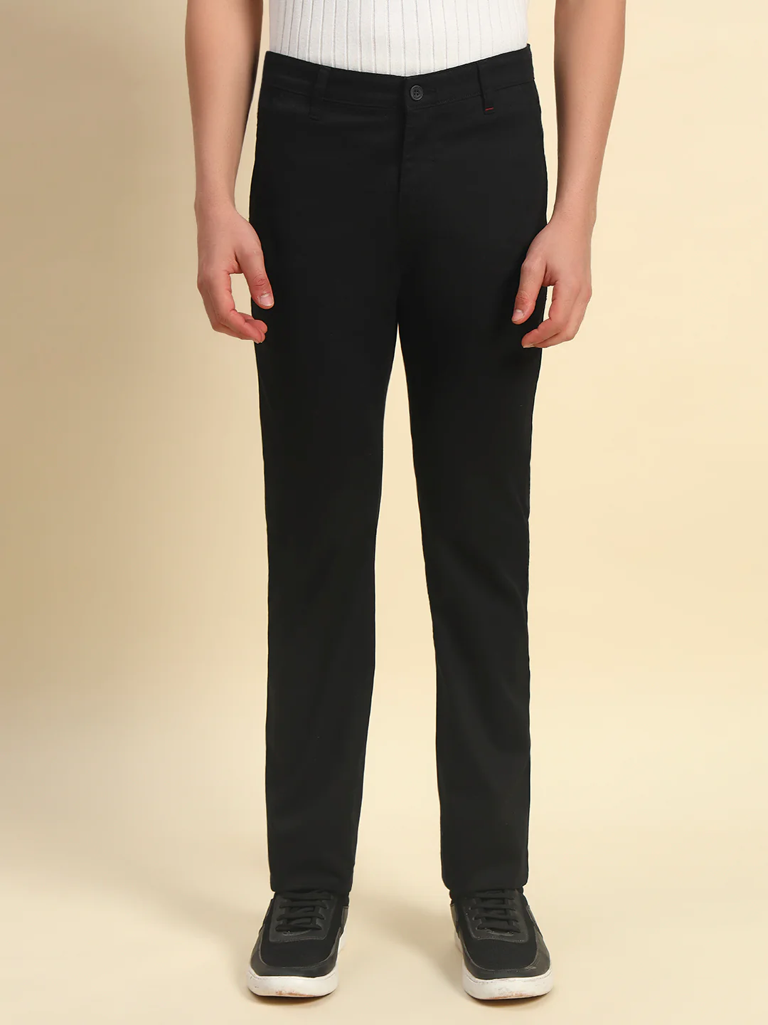 Casual Trouser for Men l Breathable & Soft with Color Fastness Regular Fit Cotton Blend Fabric Self Design Pattern Button Closure - Image 2