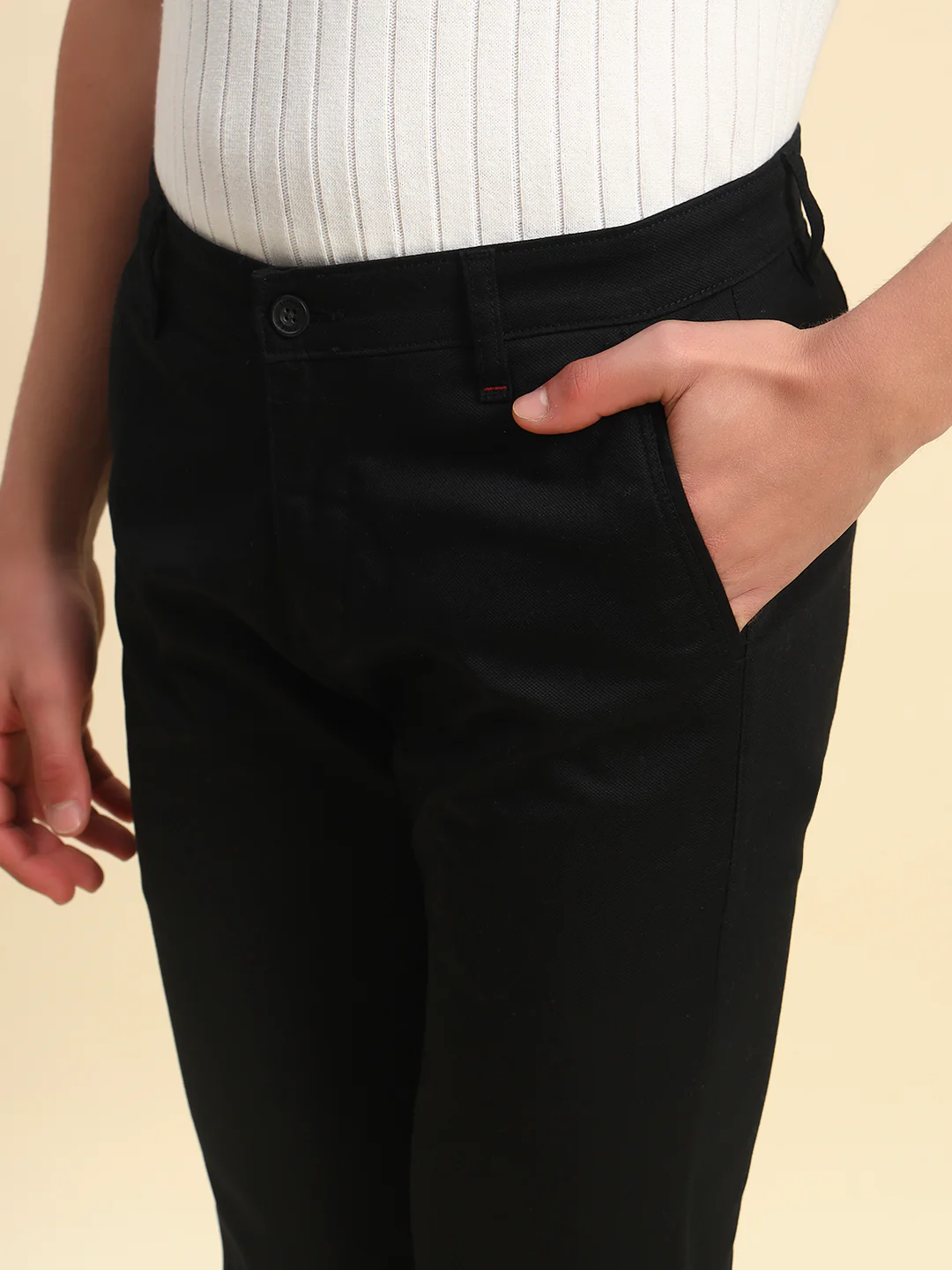 Casual Trouser for Men l Breathable & Soft with Color Fastness Regular Fit Cotton Blend Fabric Self Design Pattern Button Closure - Image 5