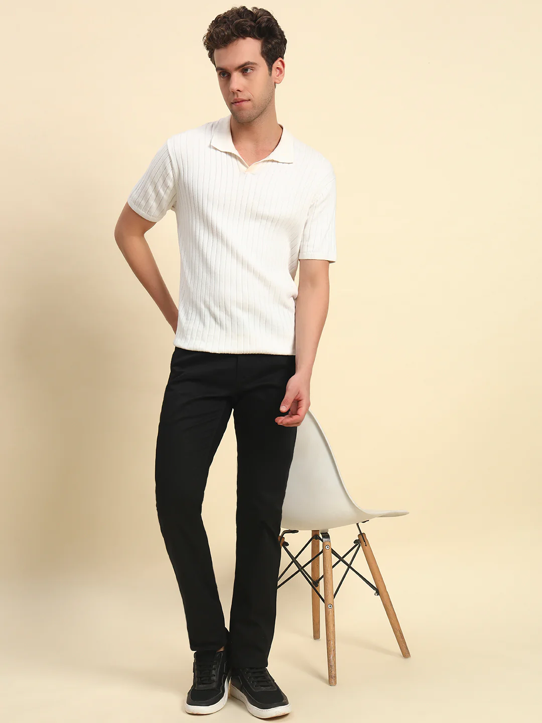 Casual Trouser for Men l Breathable & Soft with Color Fastness Regular Fit Cotton Blend Fabric Self Design Pattern Button Closure - Image 7
