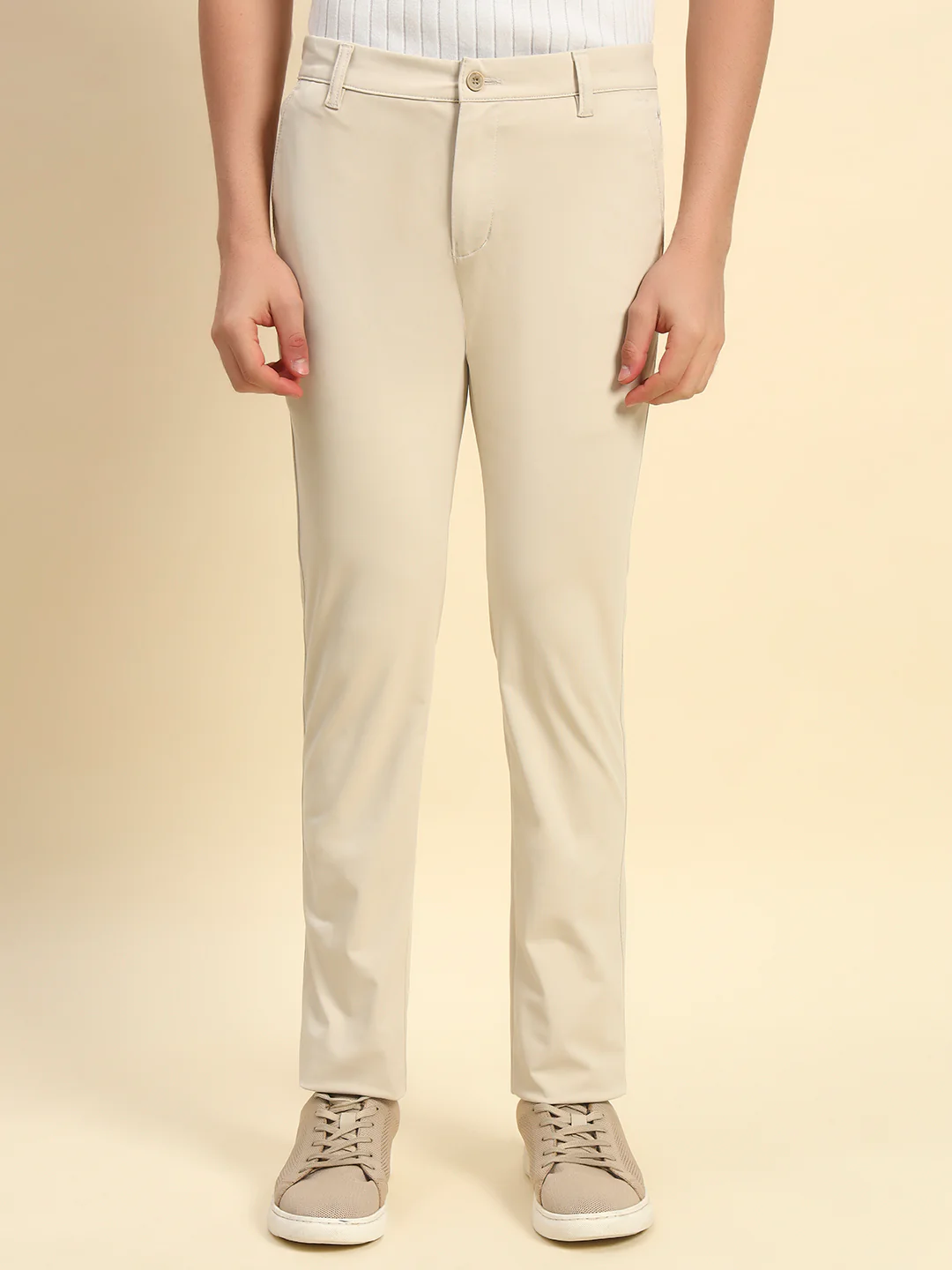 Casual Trouser for Men l Breathable & Soft with Color Fastness Regular Fit Poly Cotton Fabric Solid Pattern Button Closure - Image 2