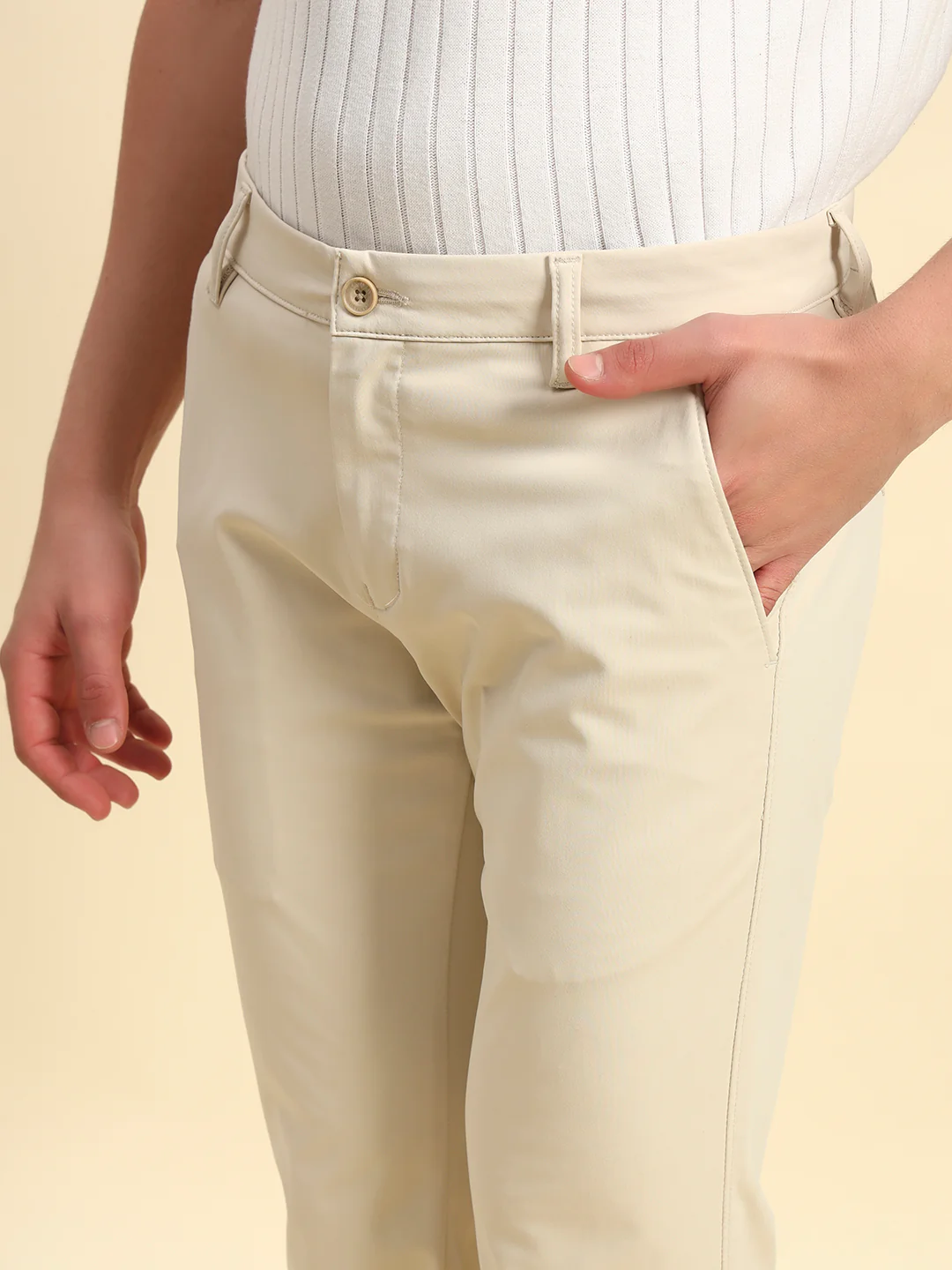Casual Trouser for Men l Breathable & Soft with Color Fastness Regular Fit Poly Cotton Fabric Solid Pattern Button Closure - Image 5