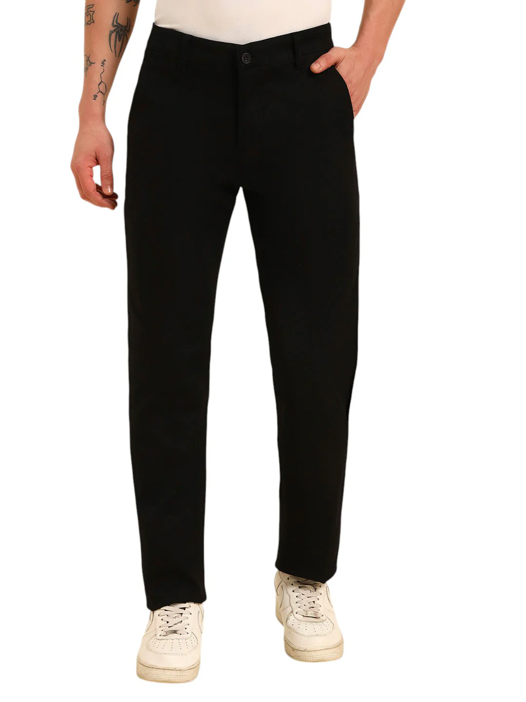 Casual Trouser for Men | Breathable & Soft with Color Fastness Regular Fit Cotton Blend Fabric Solid Pattern Button Closure - Image 2