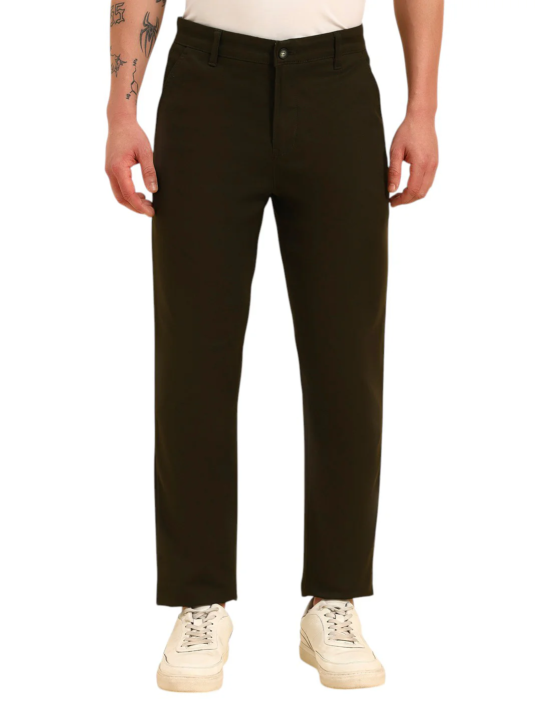 Casual Trouser for Men | Breathable & Soft with Color Fastness Regular Fit Cotton Blend Fabric Solid Pattern Button Closure - Image 3