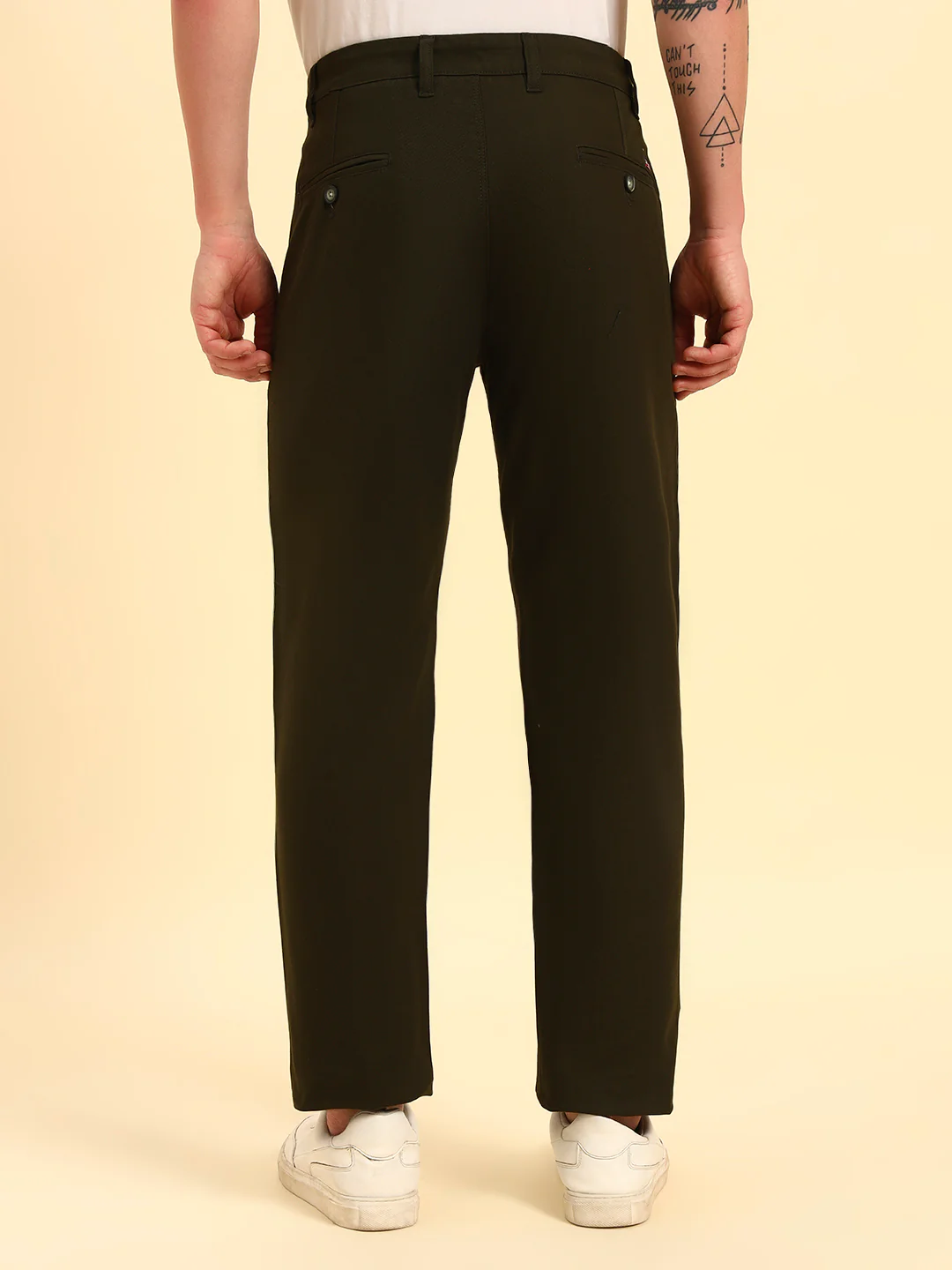 Casual Trouser for Men | Breathable & Soft with Color Fastness Regular Fit Cotton Blend Fabric Solid Pattern Button Closure - Image 7