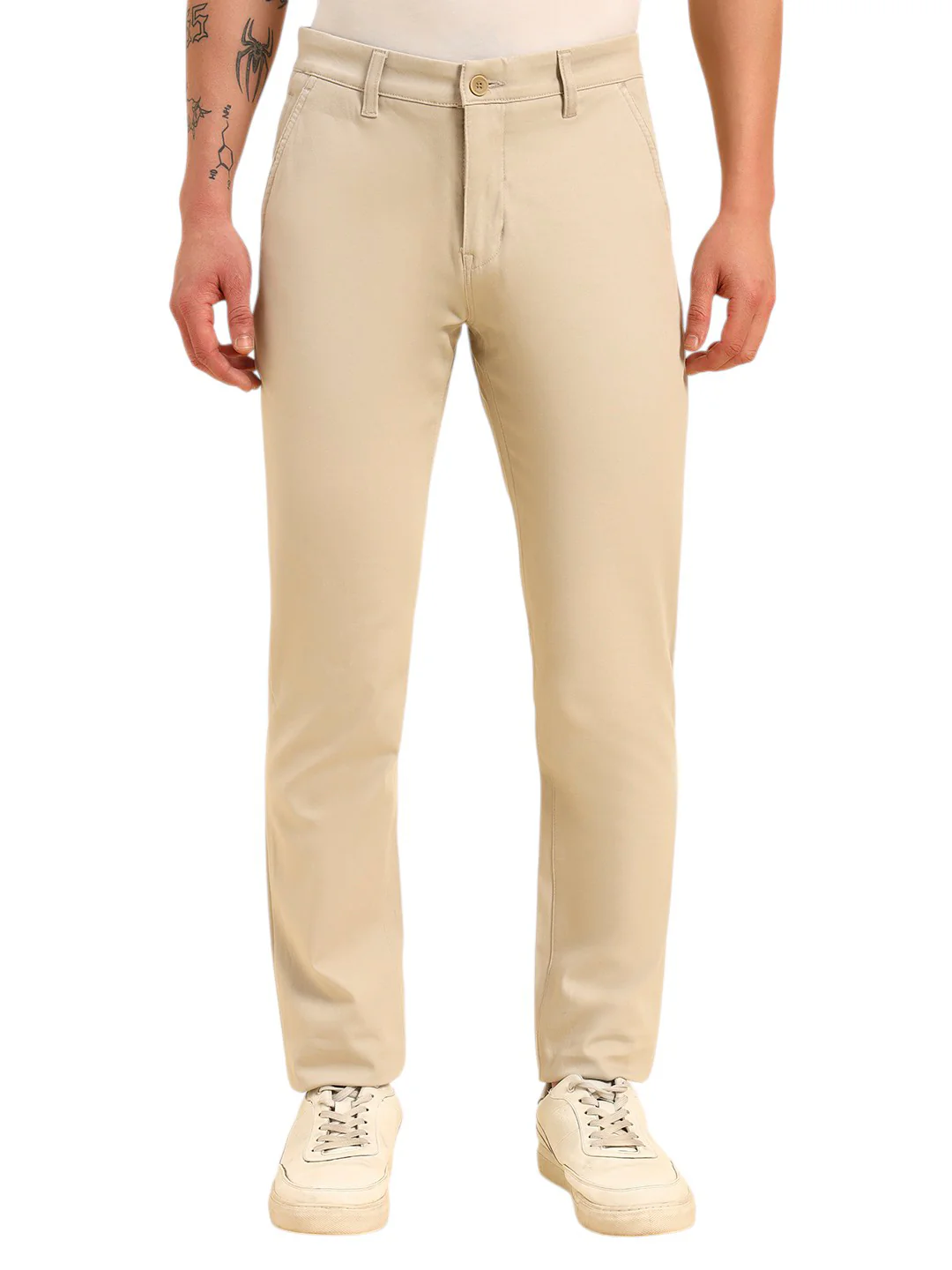 Casual Trouser for Men | Breathable & Soft with Color Fastness Regular Fit Cotton Blend Fabric Solid Pattern Button Closure - Image 2