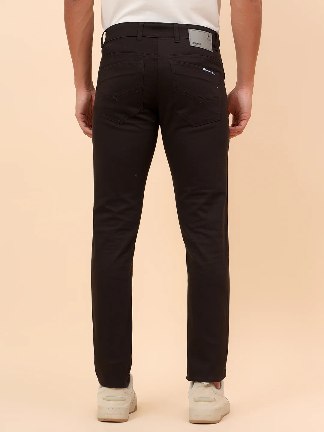 Casual Trousers for Men l Breathable & Soft with Color Fastness Regular Fit Cotton Blend Fabric Self Design Pattern Button Closure - Image 5