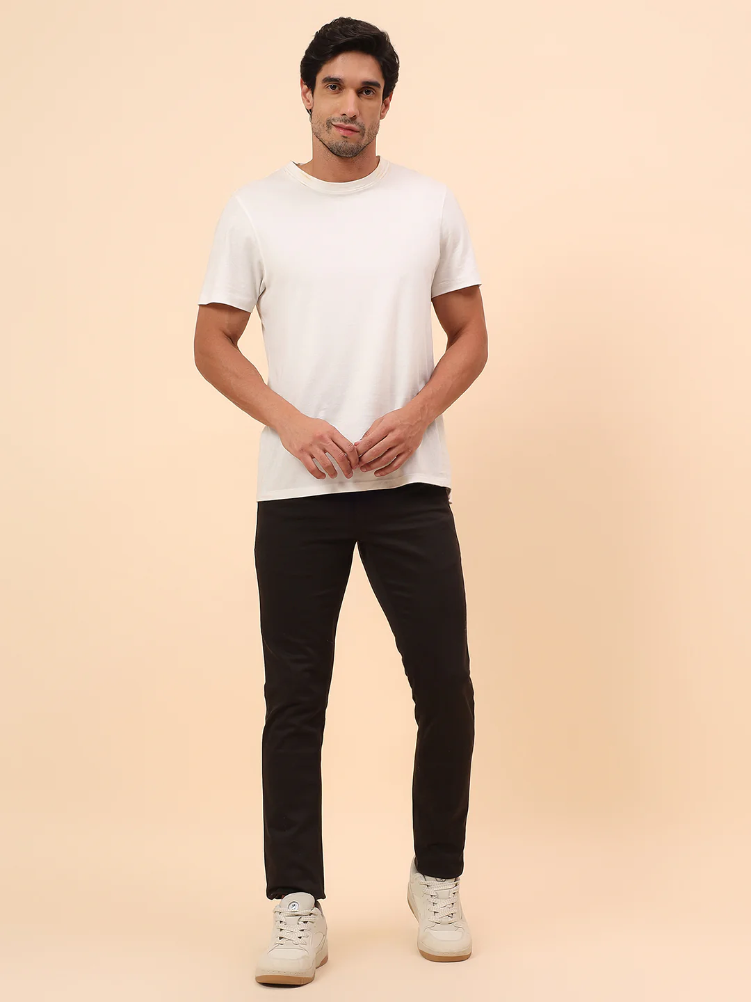 Casual Trousers for Men l Breathable & Soft with Color Fastness Regular Fit Cotton Blend Fabric Self Design Pattern Button Closure - Image 8