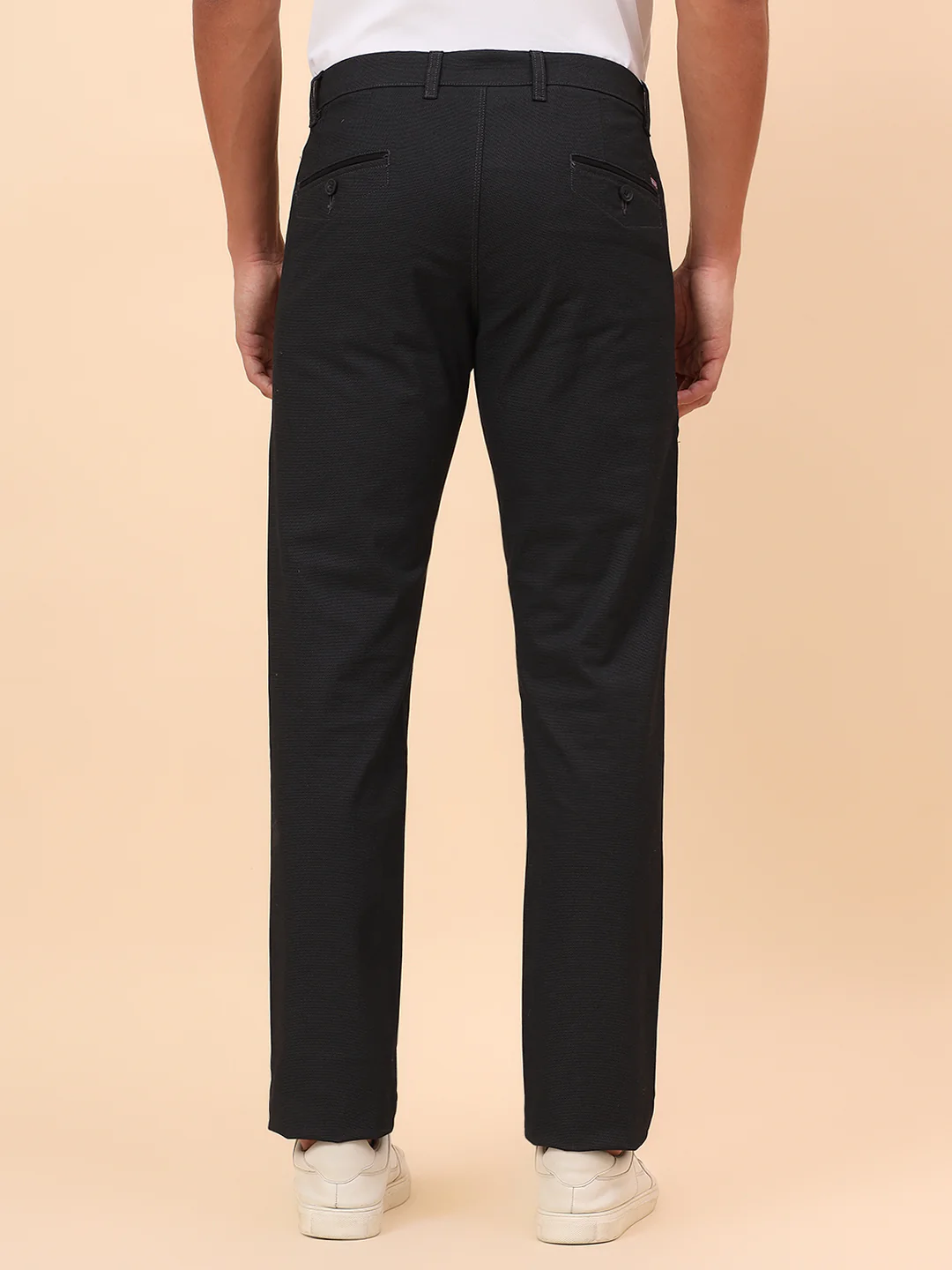 Casual Trousers for Men l Breathable & Soft with Color Fastness Regular Fit Cotton Blend Fabric Self Design Pattern Button Closure - Image 6
