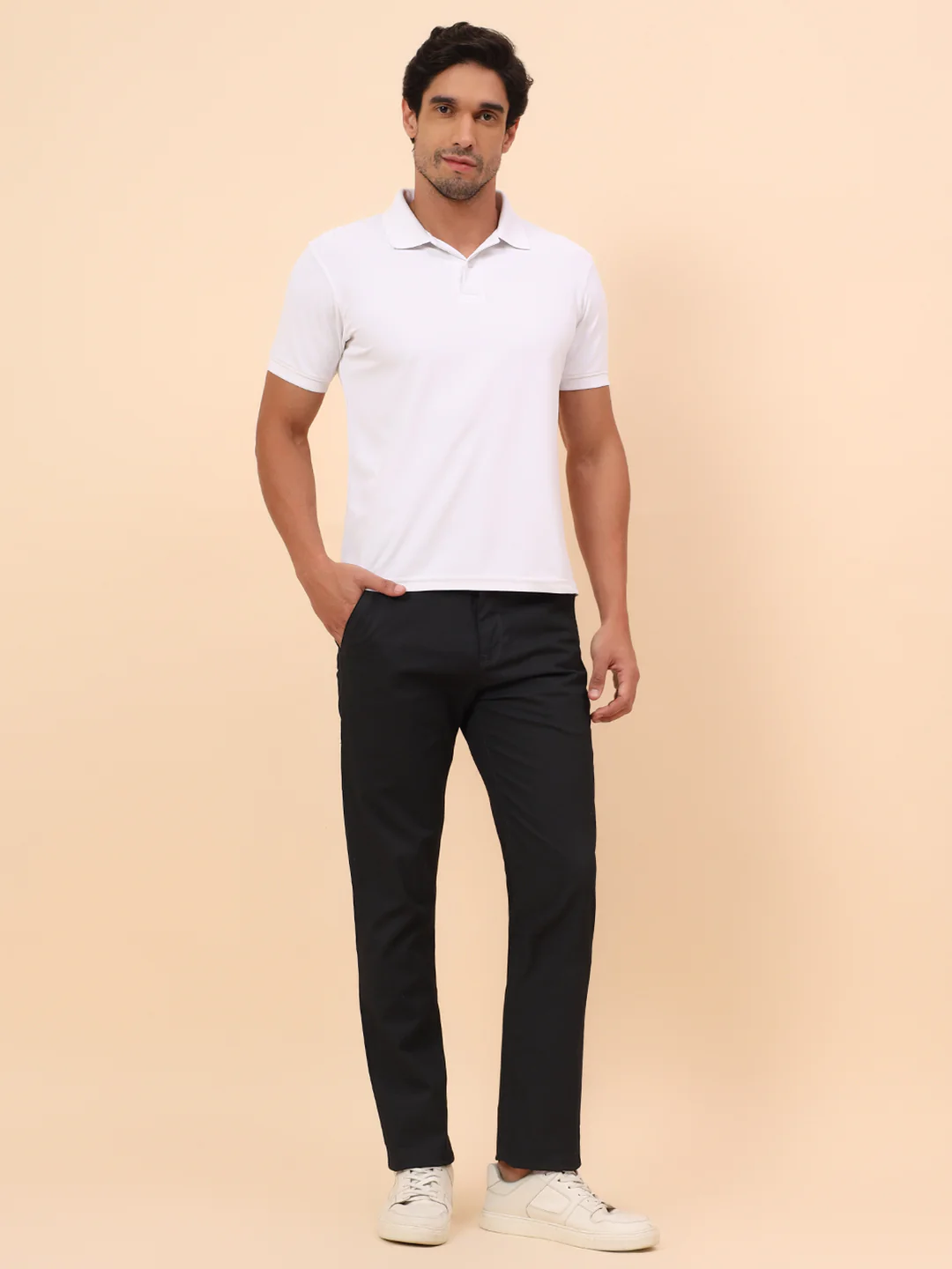 Casual Trousers for Men l Breathable & Soft with Color Fastness Regular Fit Cotton Blend Fabric Self Design Pattern Button Closure - Image 8