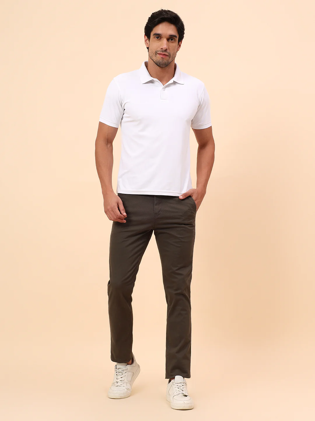 Casual Trousers for Men l Breathable & Soft with Color Fastness Regular Fit Cotton Blend Fabric Self Design Pattern Button Closure - Image 8