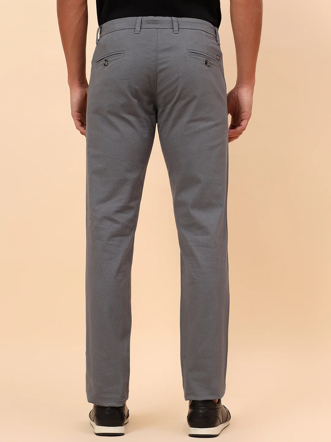 Casual Trousers for Men l Breathable & Soft with Color Fastness Regular Fit Cotton Blend Fabric Self Design Pattern Button Closure - Image 6