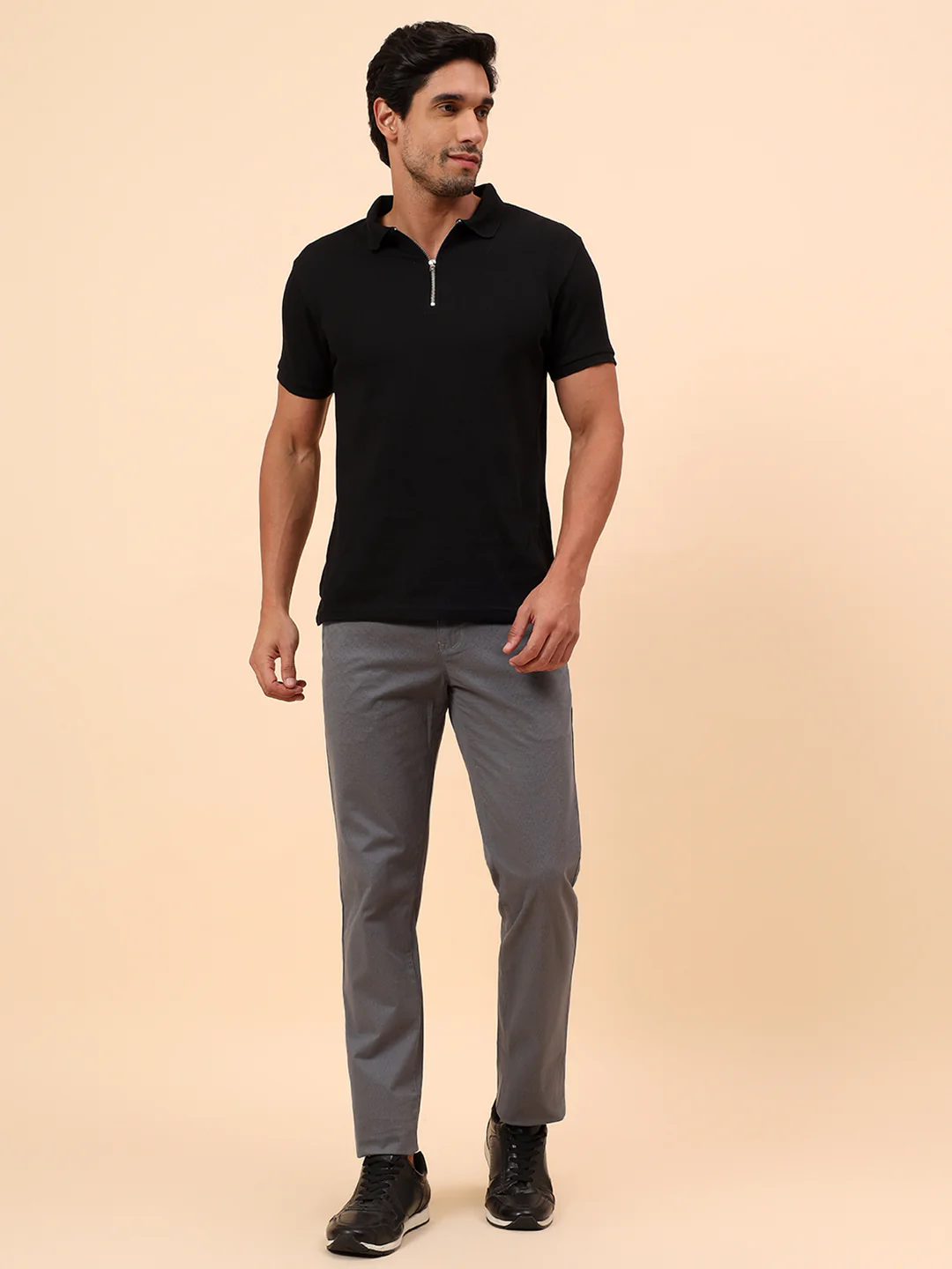 Casual Trousers for Men l Breathable & Soft with Color Fastness Regular Fit Cotton Blend Fabric Self Design Pattern Button Closure - Image 8