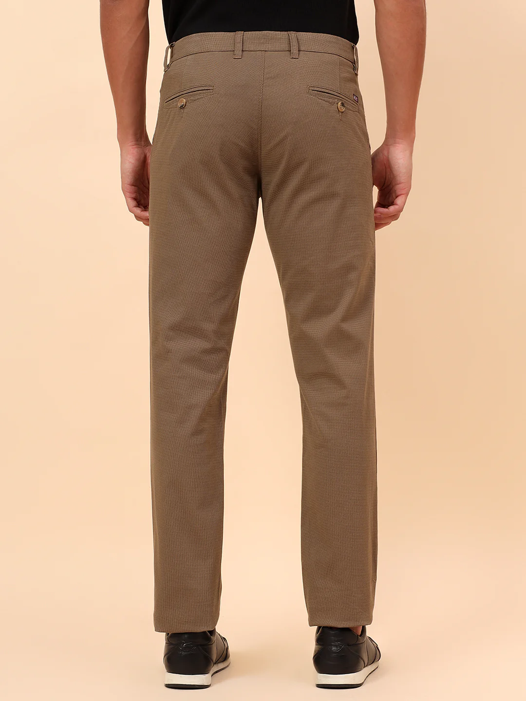 Casual Trousers for Men l Breathable & Soft with Color Fastness Regular Fit Cotton Blend Fabric Self Design Pattern Button Closure - Image 6
