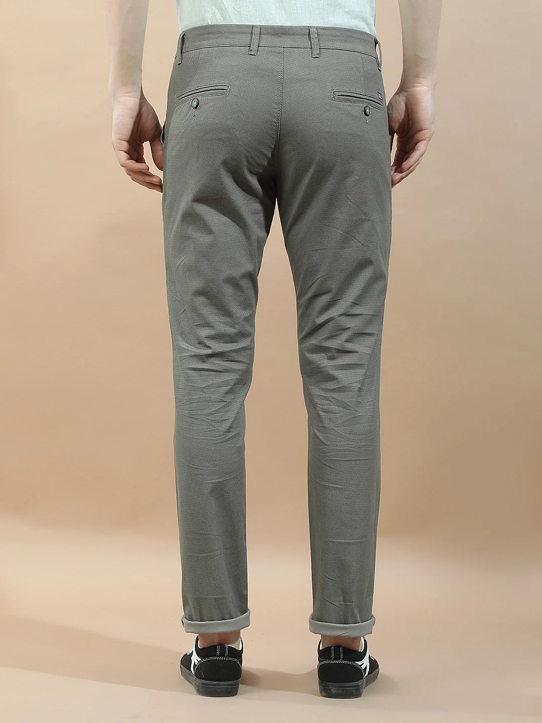 Casual Trousers for Men l Breathable & Soft with Color Fastness Regular Fit Cotton Blend Fabric Solid Pattern - Image 3