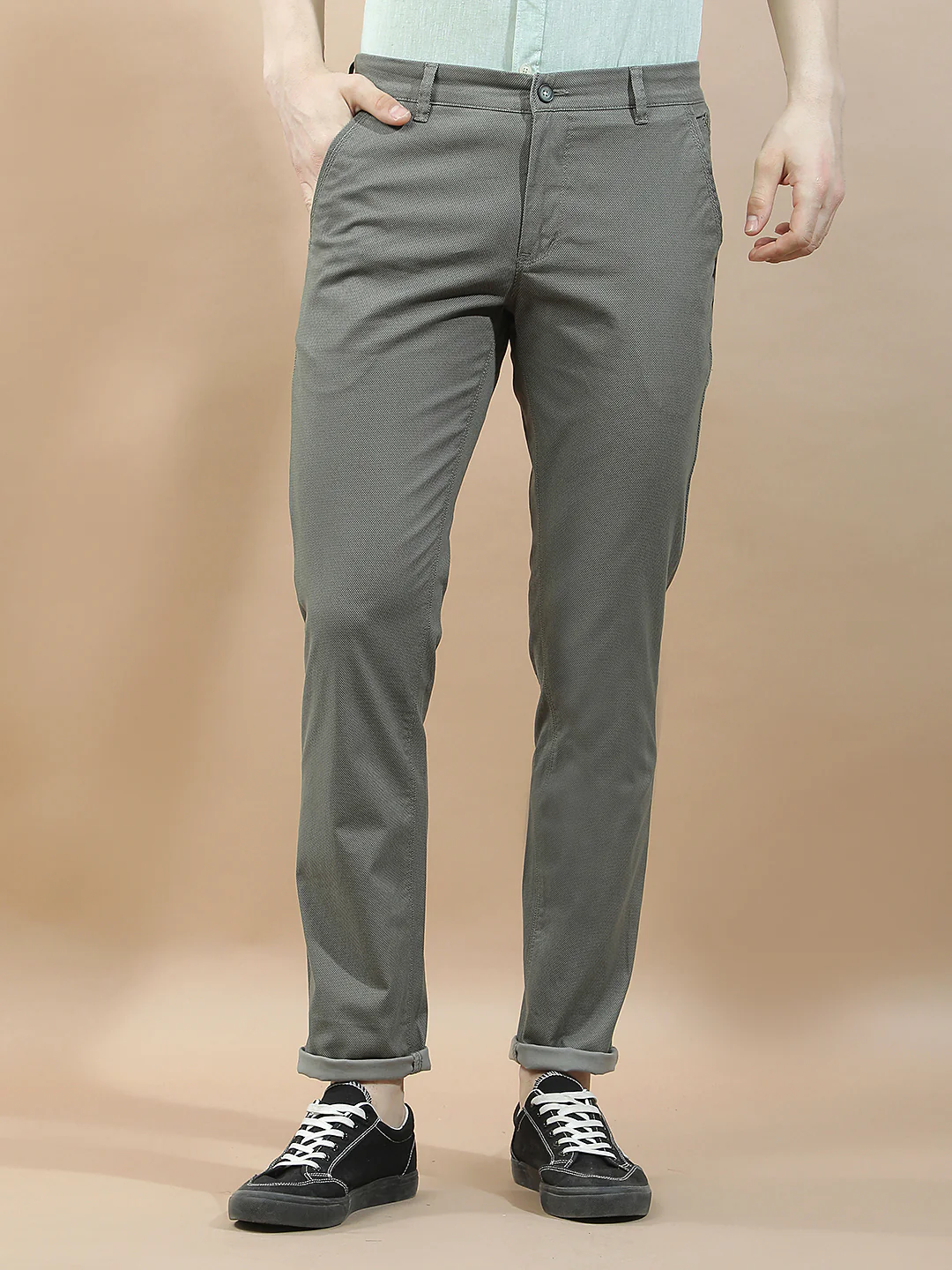 Casual Trousers for Men l Breathable & Soft with Color Fastness Regular Fit Cotton Blend Fabric Solid Pattern - Image 4