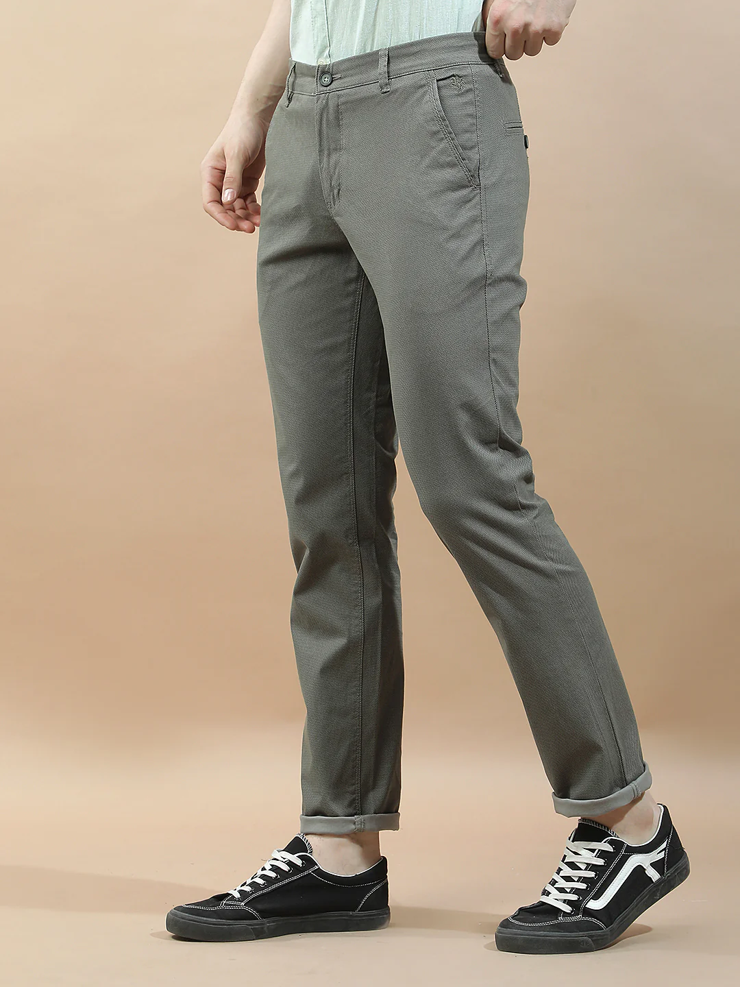 Casual Trousers for Men l Breathable & Soft with Color Fastness Regular Fit Cotton Blend Fabric Solid Pattern - Image 5