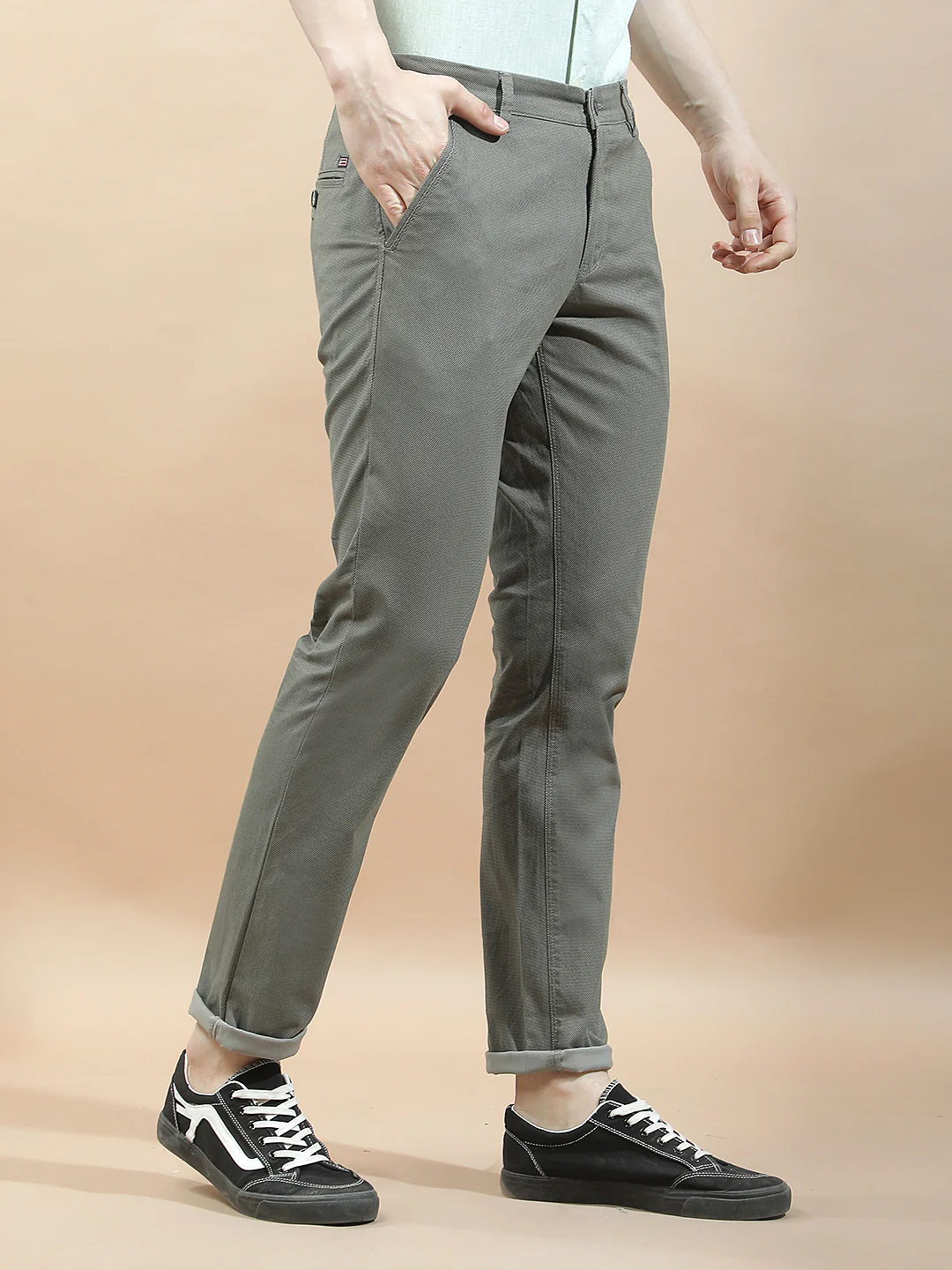 Casual Trousers for Men l Breathable & Soft with Color Fastness Regular Fit Cotton Blend Fabric Solid Pattern - Image 6