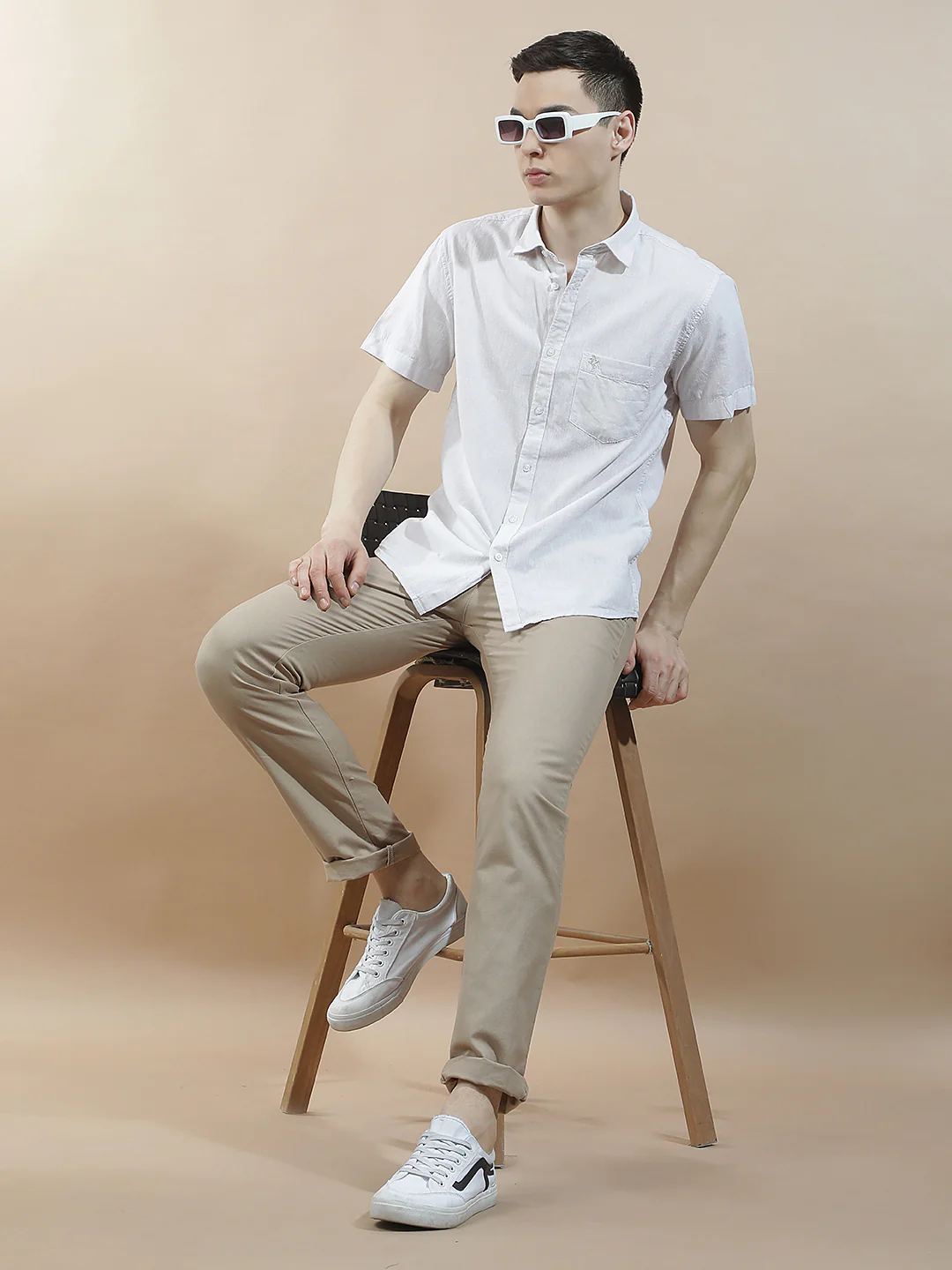 Casual Trousers for Men l Breathable & Soft with Color Fastness Regular Fit Cotton Blend Fabric Solid Pattern - Image 2