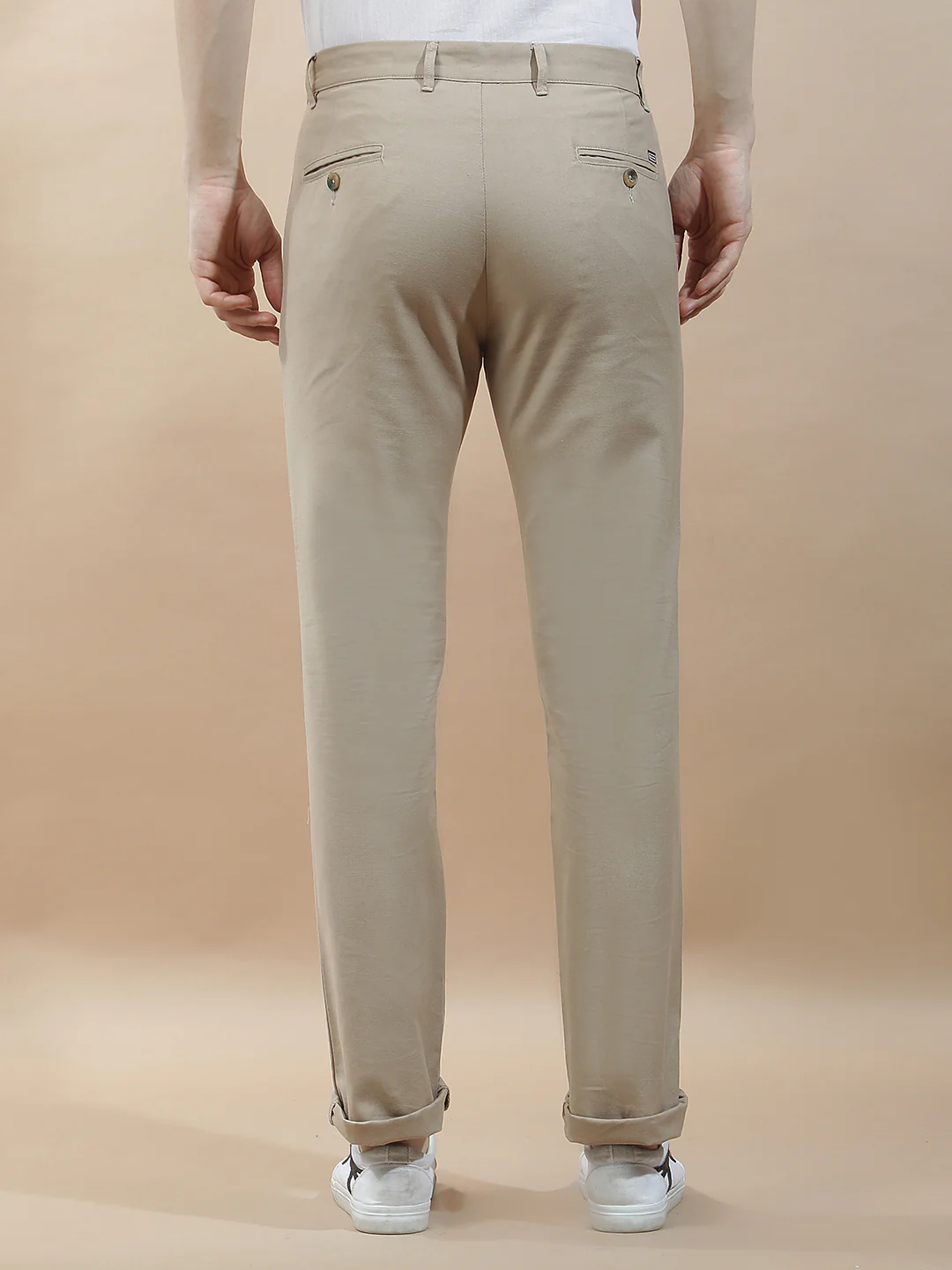 Casual Trousers for Men l Breathable & Soft with Color Fastness Regular Fit Cotton Blend Fabric Solid Pattern - Image 3