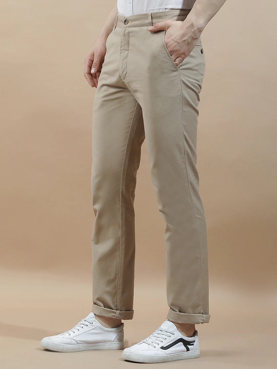 Casual Trousers for Men l Breathable & Soft with Color Fastness Regular Fit Cotton Blend Fabric Solid Pattern - Image 5