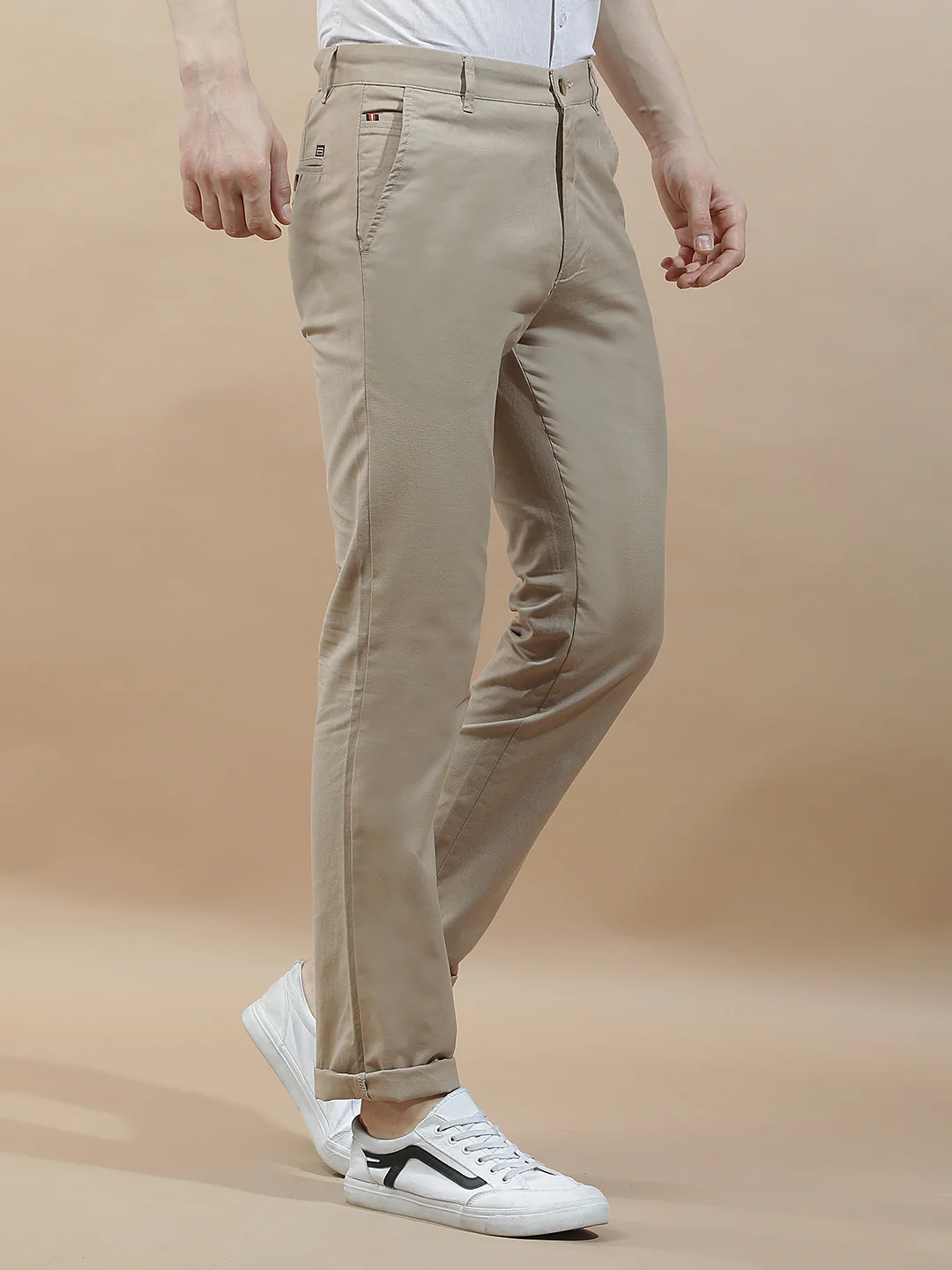 Casual Trousers for Men l Breathable & Soft with Color Fastness Regular Fit Cotton Blend Fabric Solid Pattern - Image 6
