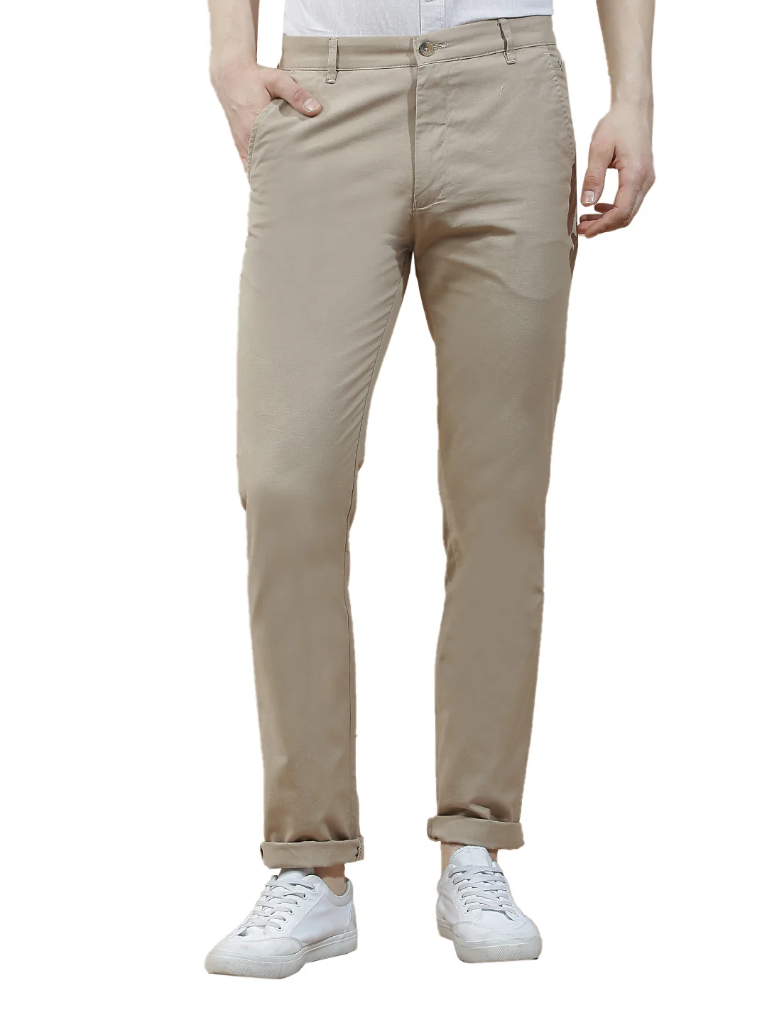 Casual Trousers for Men l Breathable & Soft with Color Fastness Regular Fit Cotton Blend Fabric Solid Pattern - Image 7