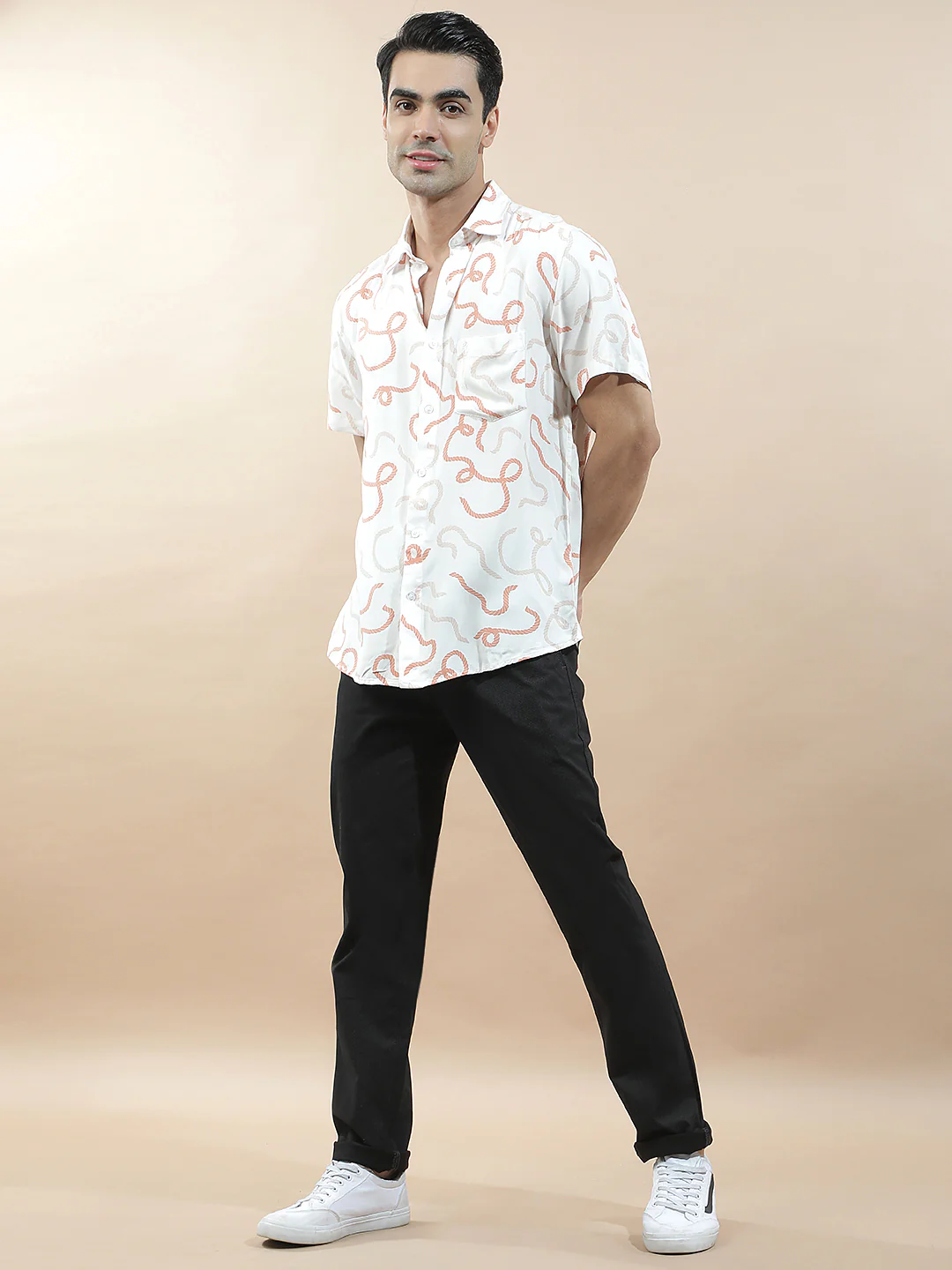 Casual Trousers for Men l Breathable & Soft with Color Fastness Regular Fit Cotton Blend Fabric Solid Pattern - Image 3