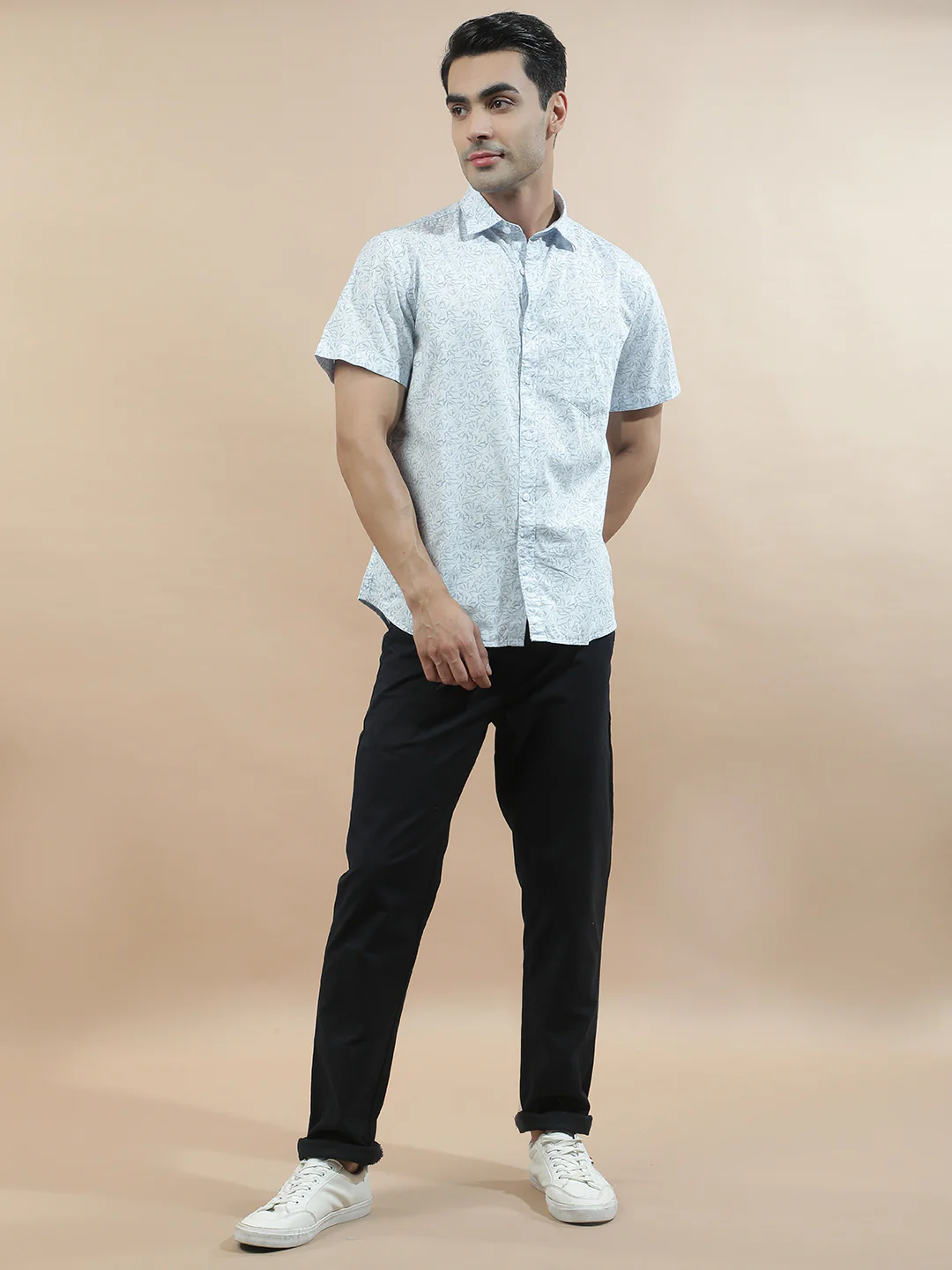 Casual Trousers for Men l Breathable & Soft with Color Fastness Regular Fit Cotton Blend Fabric Solid Pattern - Image 2