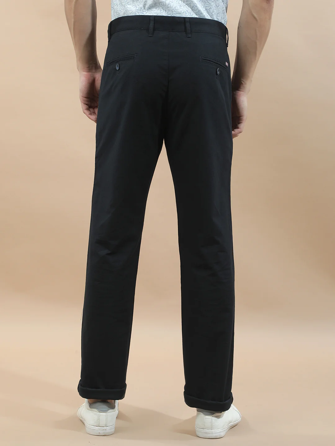 Casual Trousers for Men l Breathable & Soft with Color Fastness Regular Fit Cotton Blend Fabric Solid Pattern - Image 3