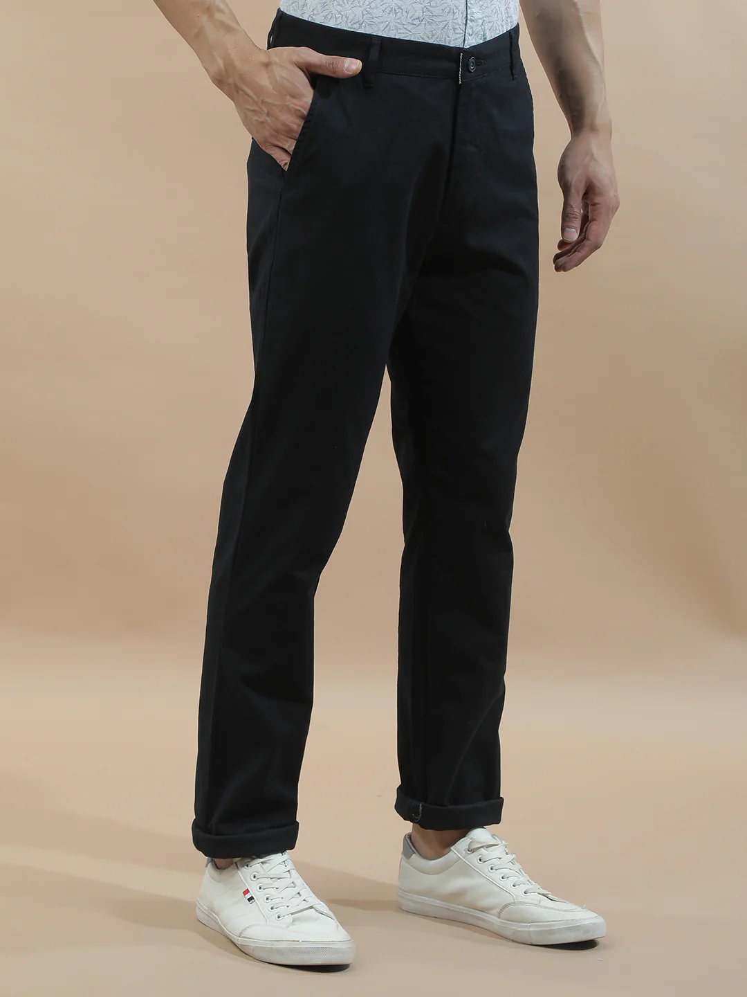 Casual Trousers for Men l Breathable & Soft with Color Fastness Regular Fit Cotton Blend Fabric Solid Pattern - Image 6