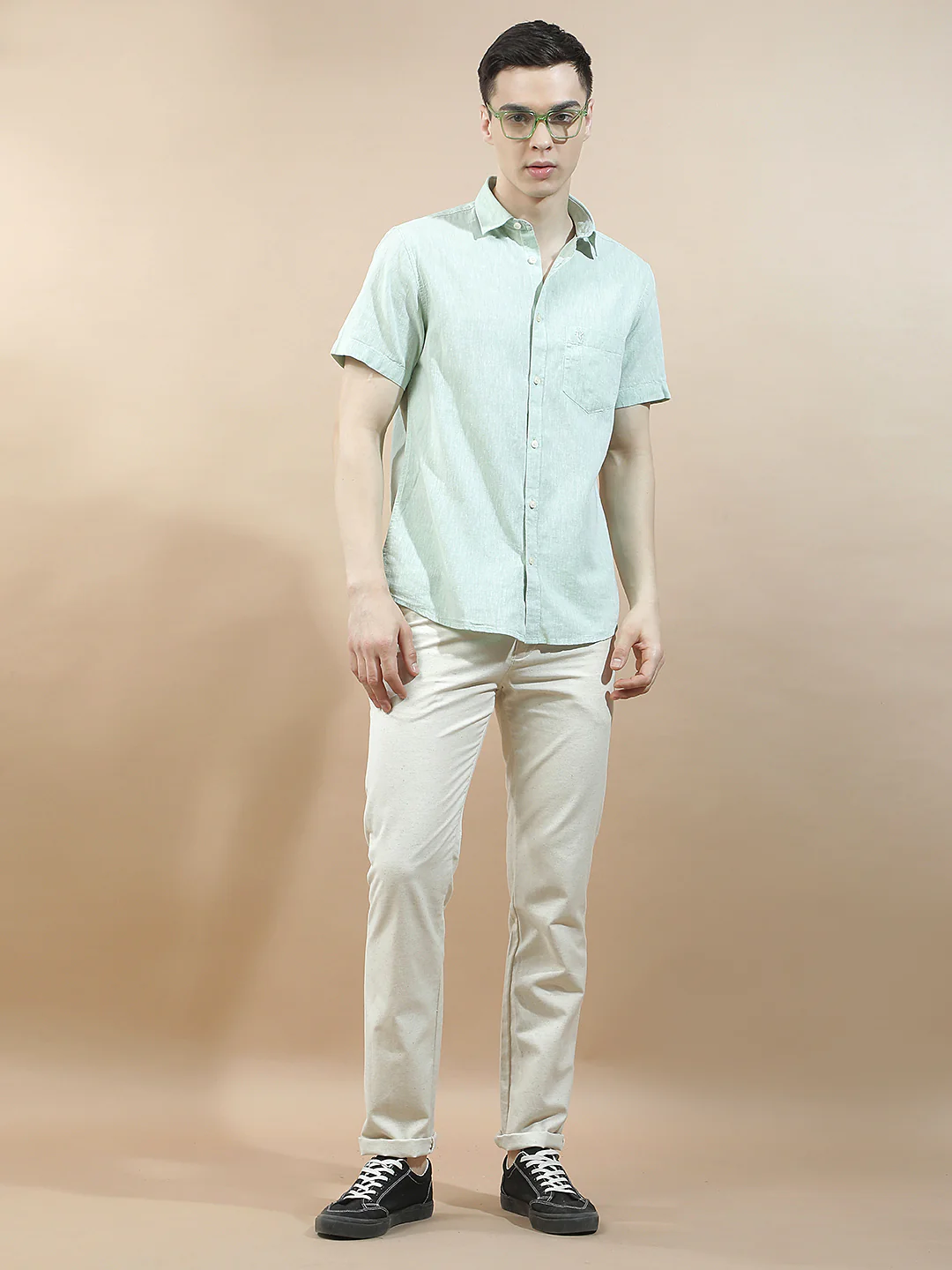 Casual Trousers for Men l Breathable & Soft with Color Fastness Regular Fit Cotton Blend Fabric Solid Pattern - Image 2