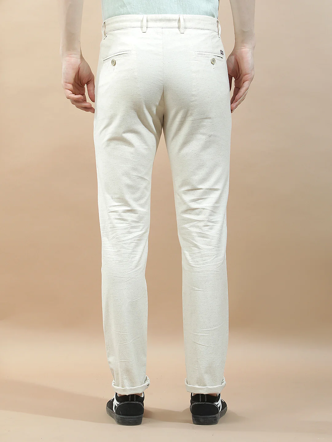 Casual Trousers for Men l Breathable & Soft with Color Fastness Regular Fit Cotton Blend Fabric Solid Pattern - Image 3