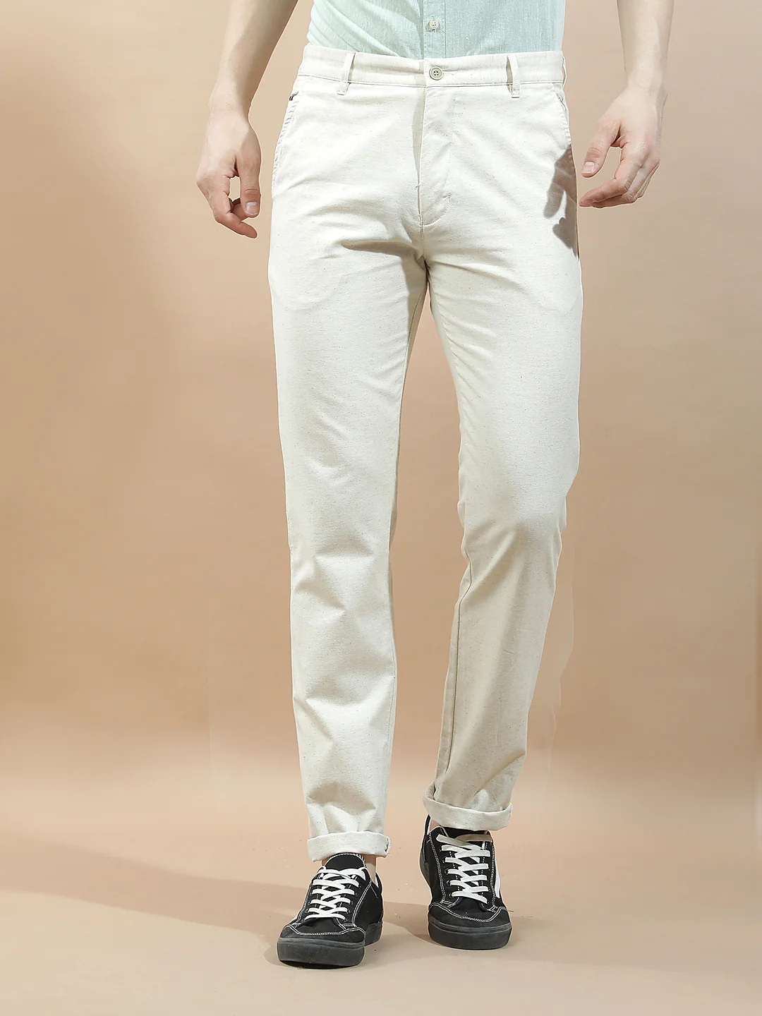 Casual Trousers for Men l Breathable & Soft with Color Fastness Regular Fit Cotton Blend Fabric Solid Pattern - Image 4