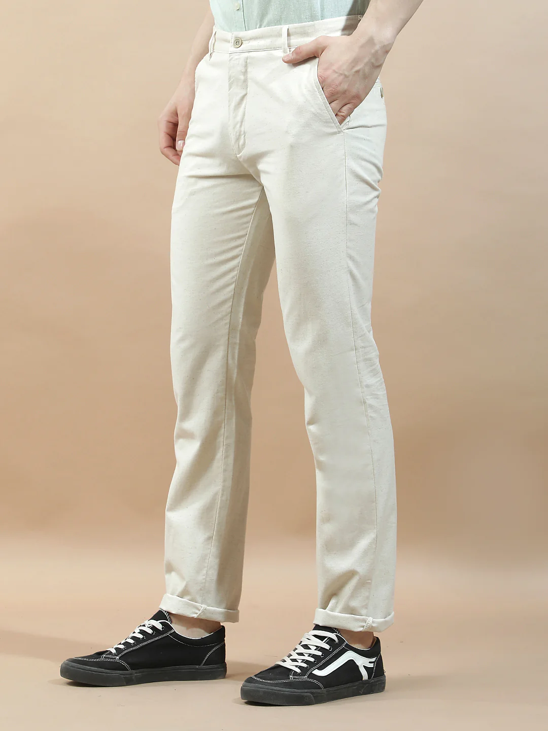Casual Trousers for Men l Breathable & Soft with Color Fastness Regular Fit Cotton Blend Fabric Solid Pattern - Image 6