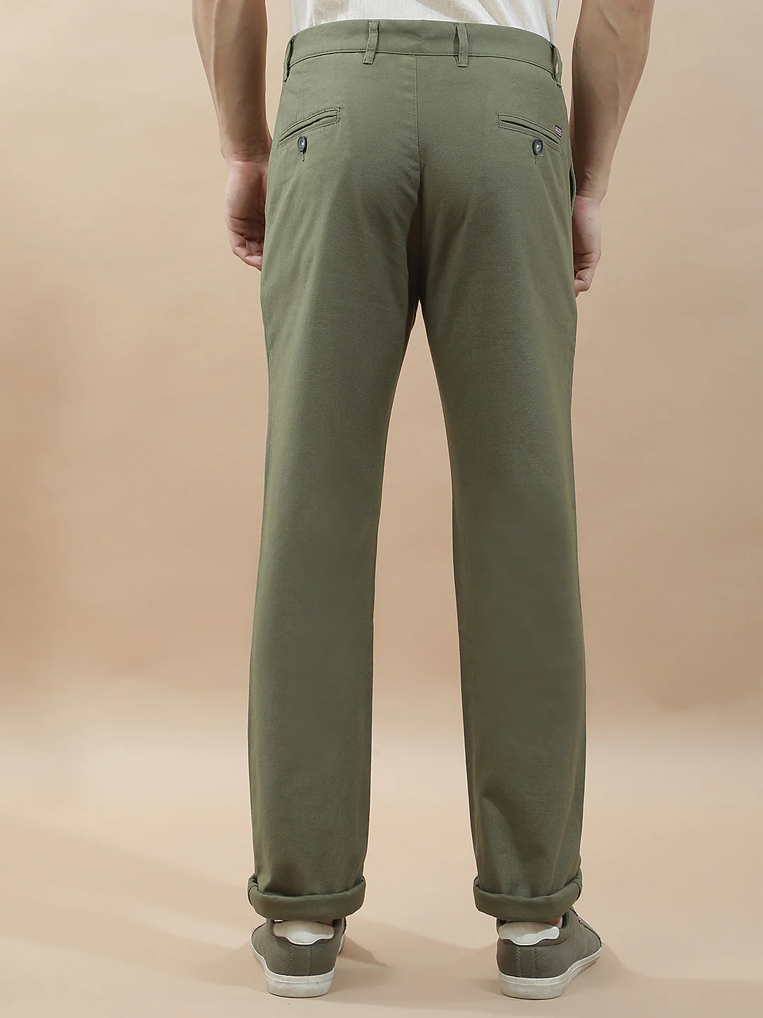 Casual Trousers for Men l Breathable & Soft with Color Fastness Regular Fit Cotton Blend Fabric Solid Pattern - Image 3