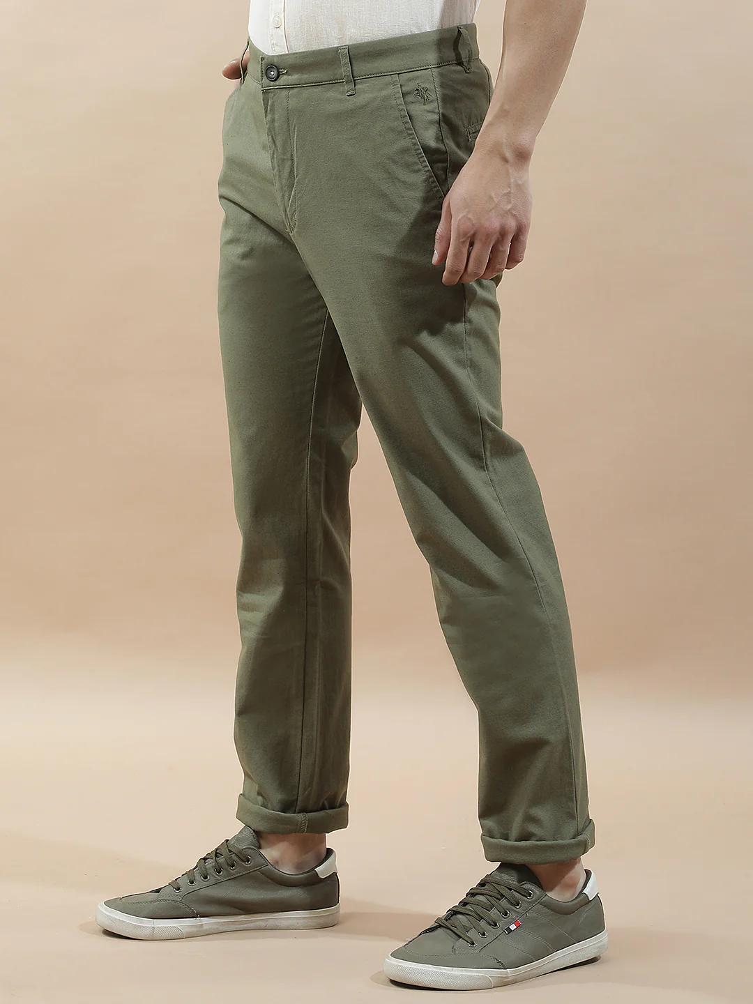 Casual Trousers for Men l Breathable & Soft with Color Fastness Regular Fit Cotton Blend Fabric Solid Pattern - Image 5