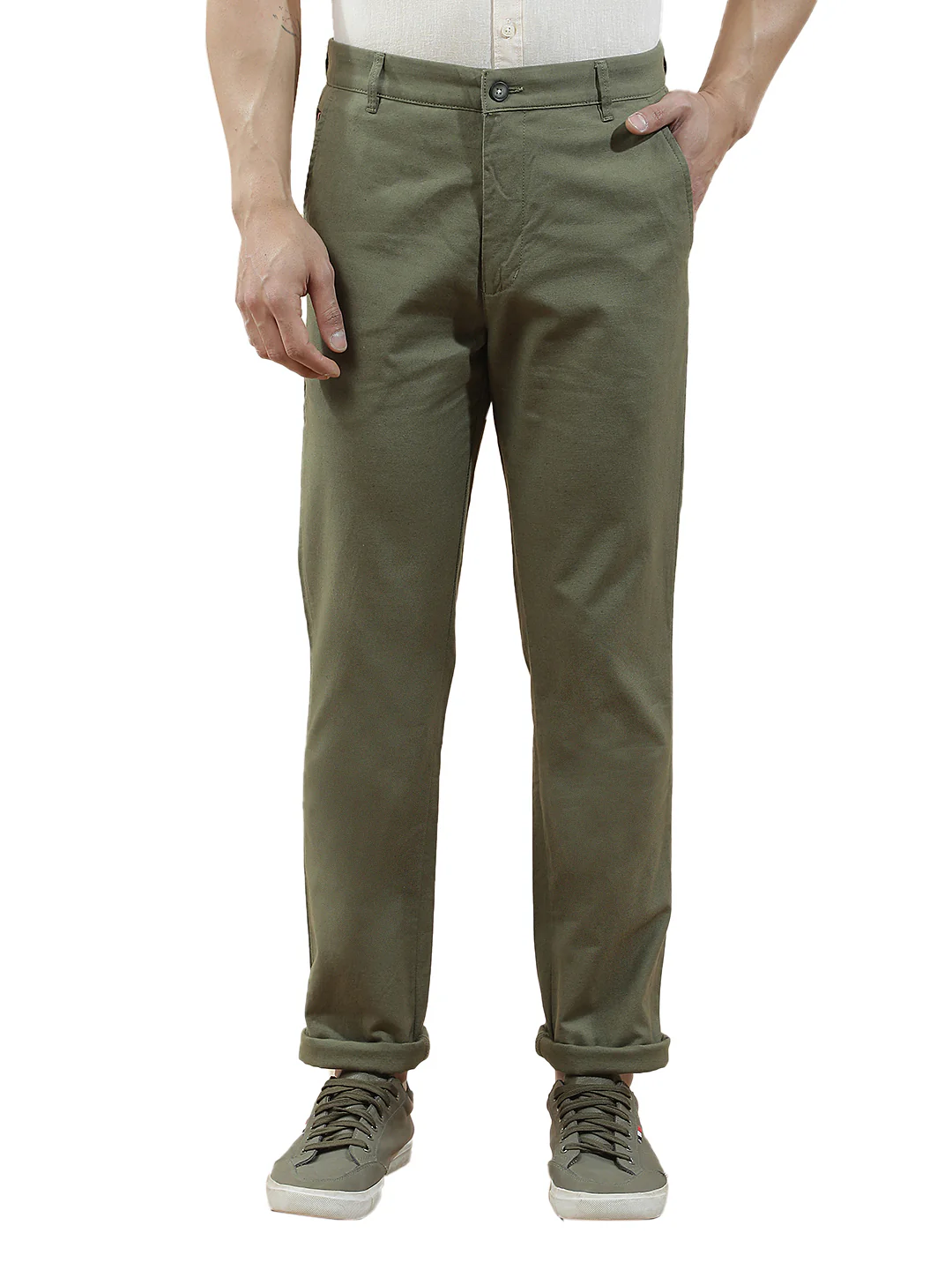 Casual Trousers for Men l Breathable & Soft with Color Fastness Regular Fit Cotton Blend Fabric Solid Pattern - Image 8