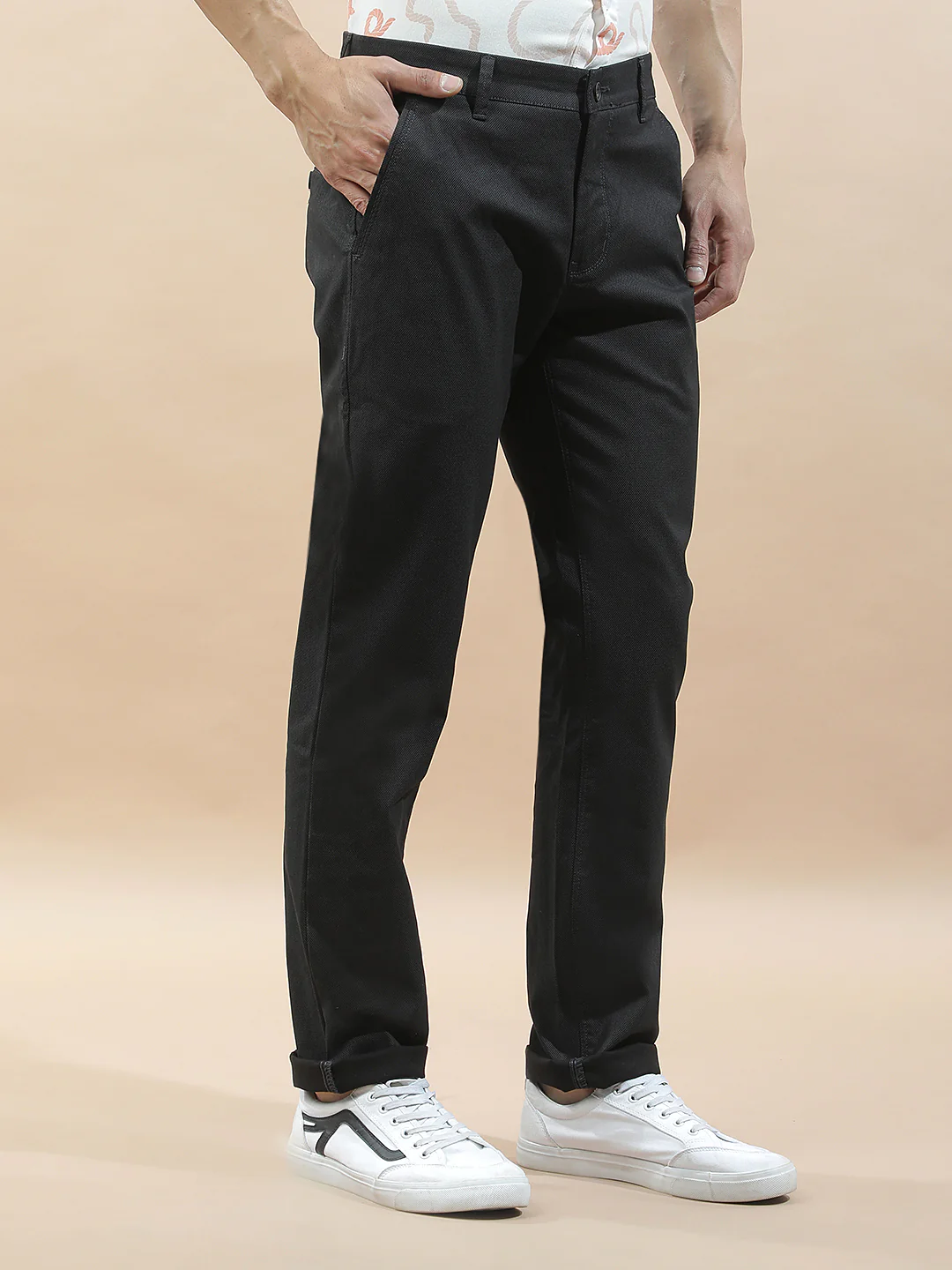 Casual Trousers for Men l Breathable & Soft with Color Fastness Regular Fit Cotton Blend Fabric Solid Pattern - Image 7