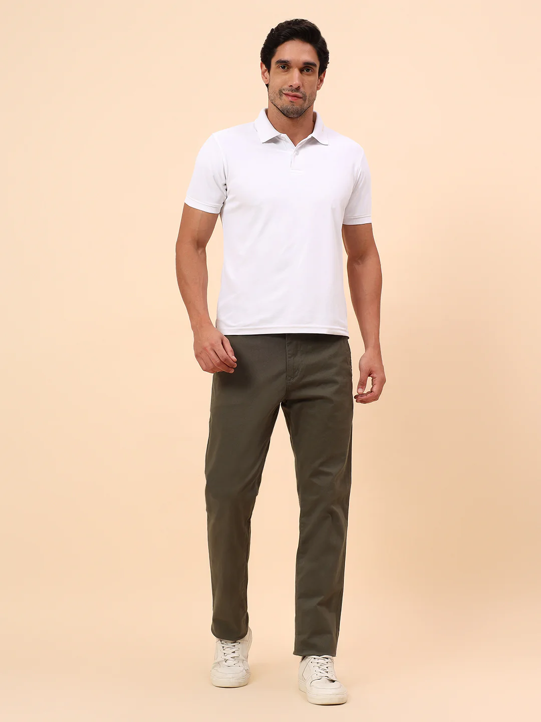Casual Trousers for Men l Breathable & Soft with Color Fastness Regular Fit Cotton Blend Fabric Solid Pattern Button Closure - Image 8