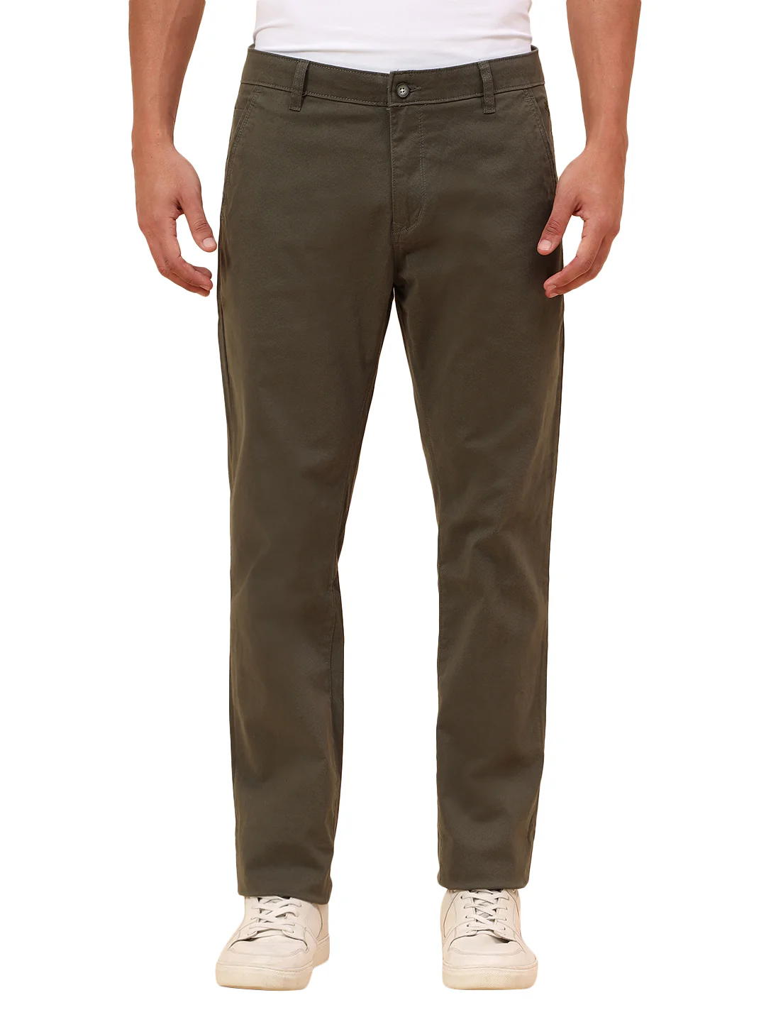 Casual Trousers for Men l Breathable & Soft with Color Fastness Regular Fit Cotton Blend Fabric Solid Pattern Button Closure - Image 9