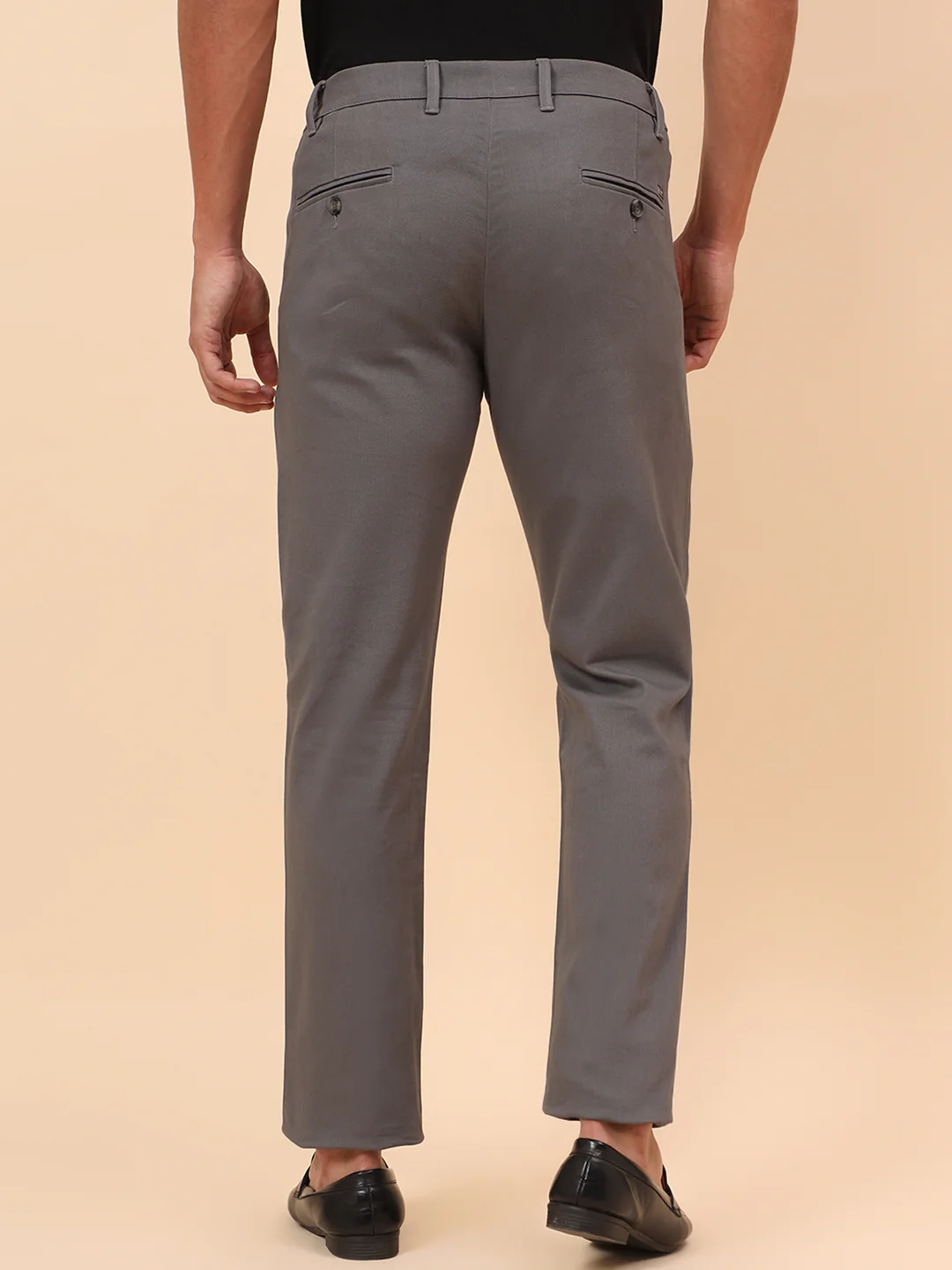 Casual Trousers for Men l Breathable & Soft with Color Fastness Regular Fit Cotton Blend Fabric Solid Pattern Button Closure - Image 6