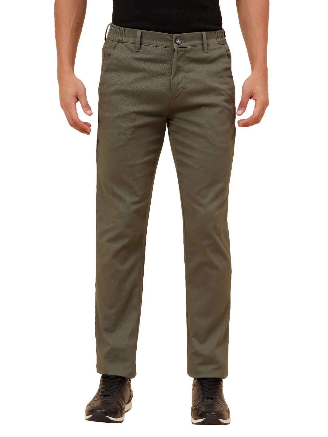 Casual Trousers for Men l Breathable & Soft with Color Fastness Regular Fit Cotton Blend Fabric Solid Pattern Button Closure - Image 9