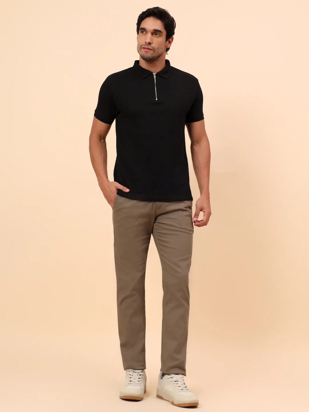 Casual Trousers for Men l Breathable & Soft with Color Fastness Regular Fit Cotton Blend Fabric Solid Pattern Button Closure - Image 8