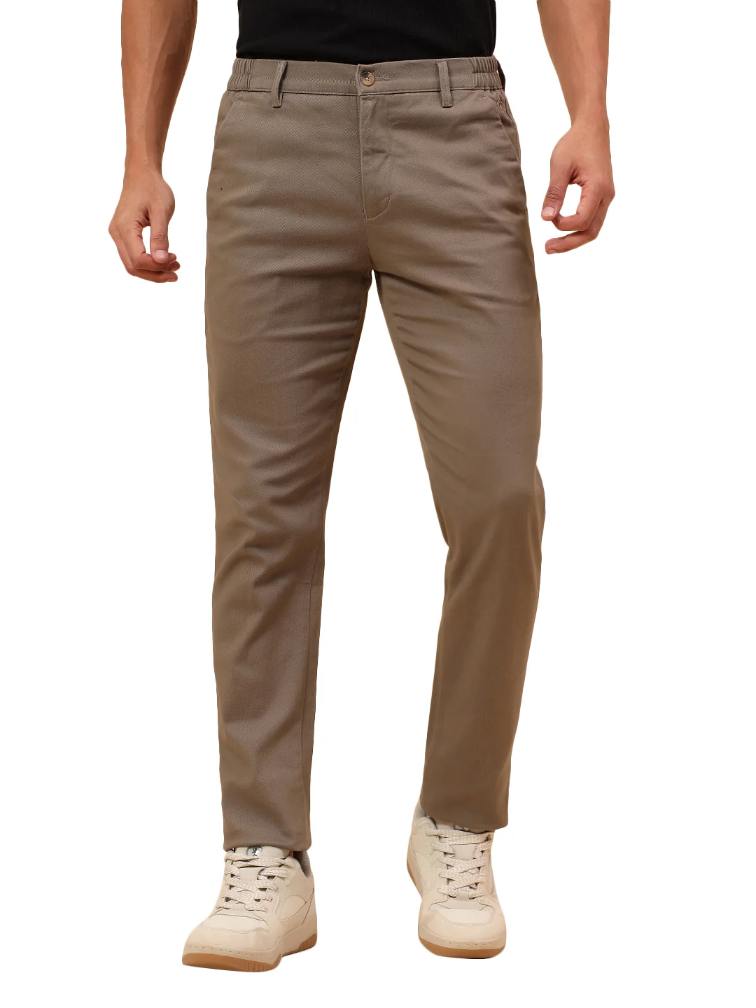 Casual Trousers for Men l Breathable & Soft with Color Fastness Regular Fit Cotton Blend Fabric Solid Pattern Button Closure - Image 9